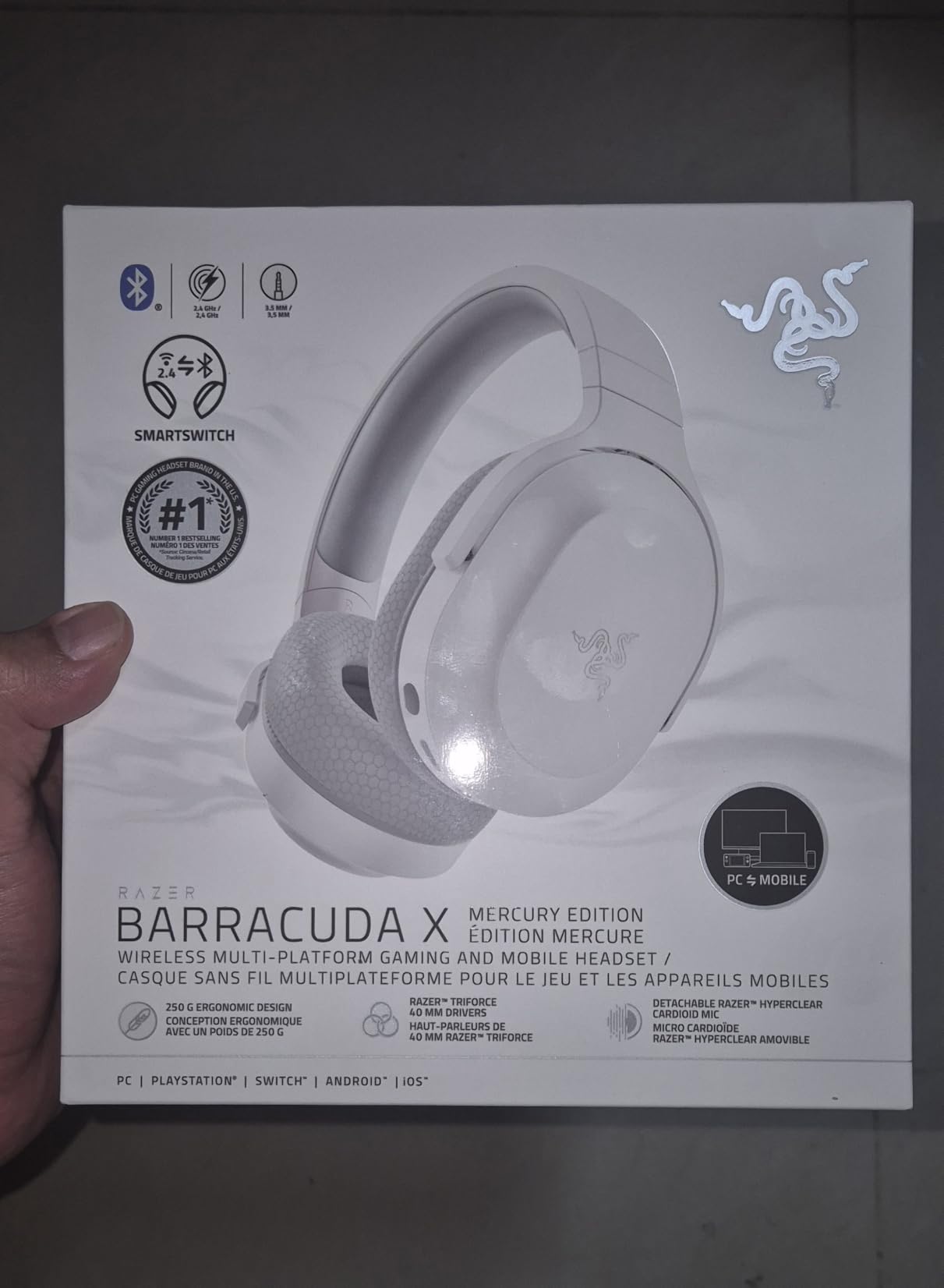 Razer Barracuda X Wireless Gaming & Mobile Headset, 2.4Ghz + BT, Bluetooth 5.2, Lightweight, 40mm Drivers, Detachable Mic, 50 Hr Battery customer photo 1