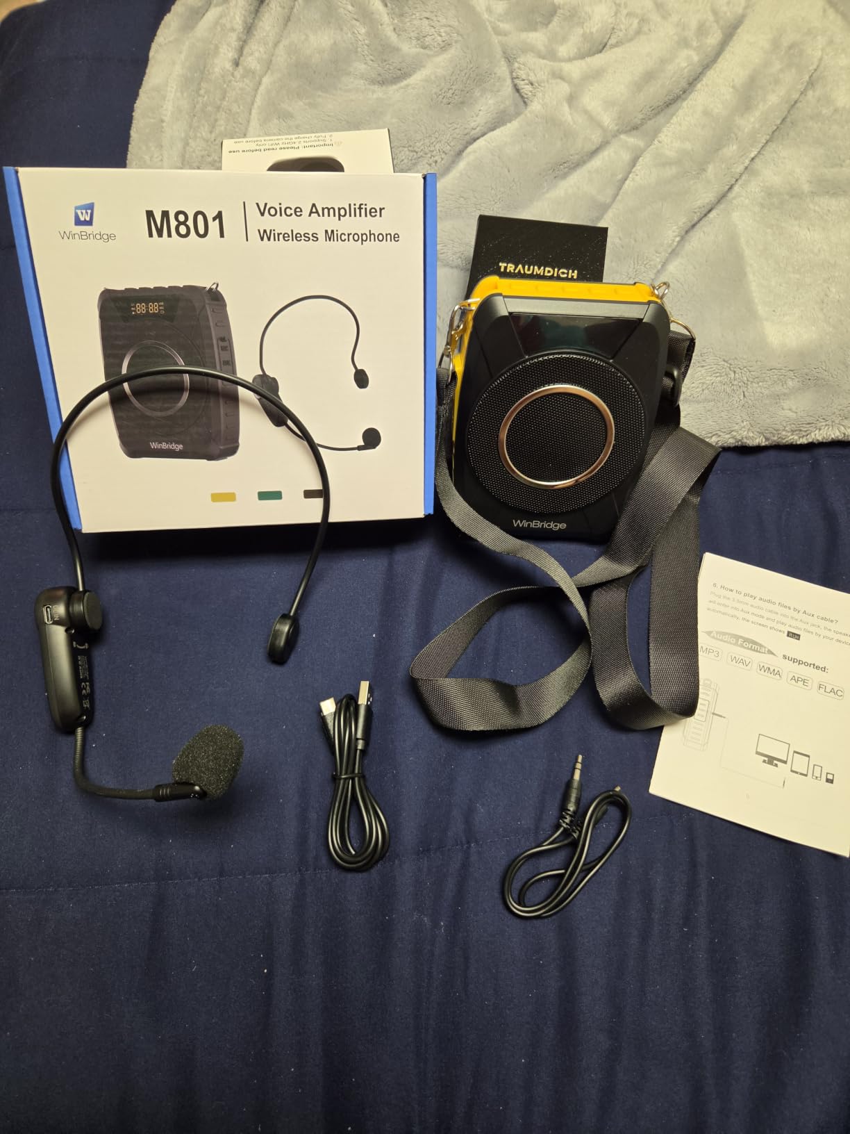 Waterproof Voice Amplifier with Wireless Microphone Headset M801 20W | Microphone with Speaker Portable Megaphone with Mic, Bluetooth Personal PA System for Teachers, Tour Guide, Singing, Elderly customer photo 1