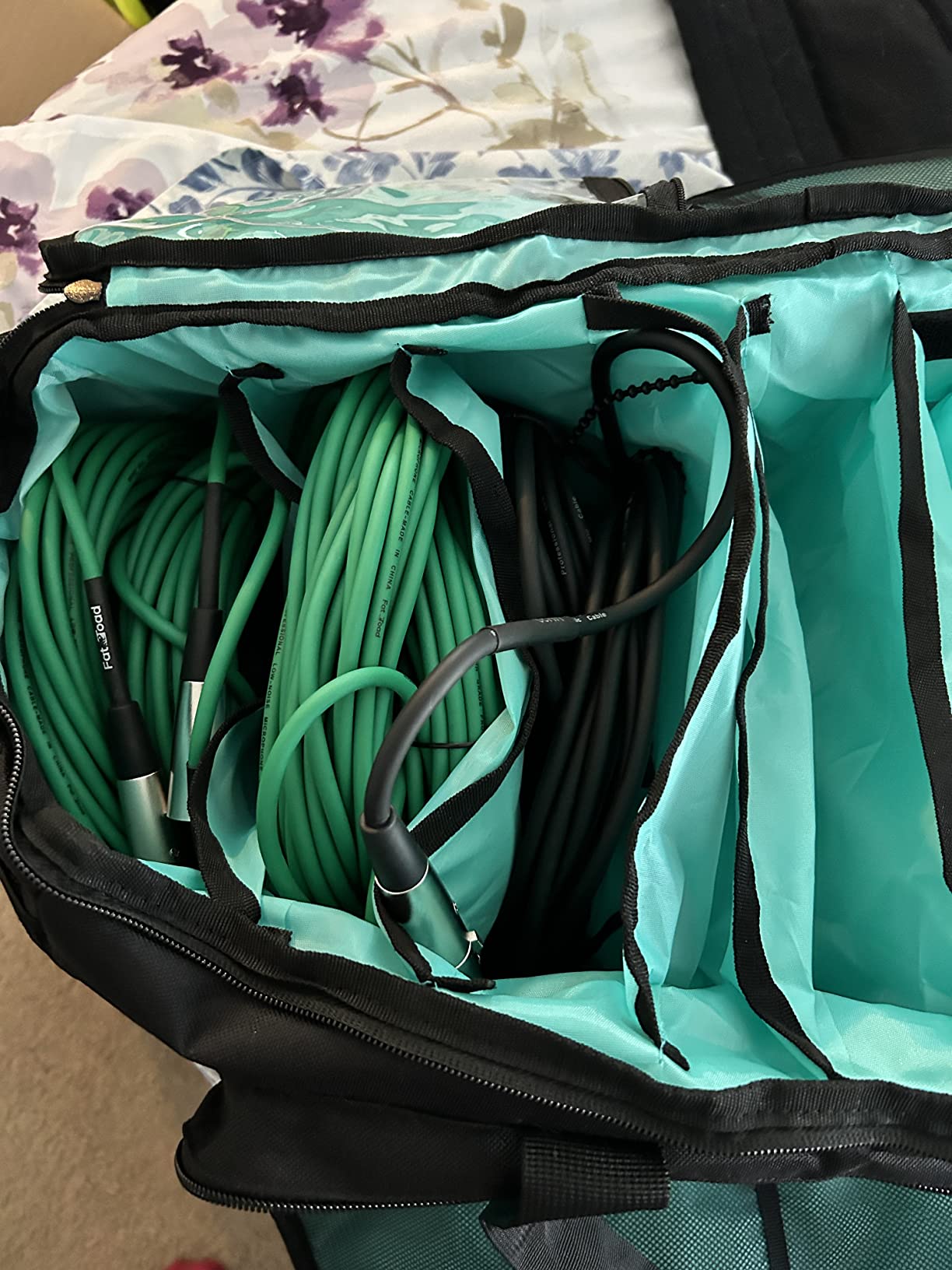MYBAGZING Dj Cable Bag-24 Large Dj Cable File Bag-Dj Cabel Organizer Case-Travel Gig Bag-DJ Gear Bag for Dj Accessories-Dj Equipment Case with Padded Bottom and Divdiers customer photo 1