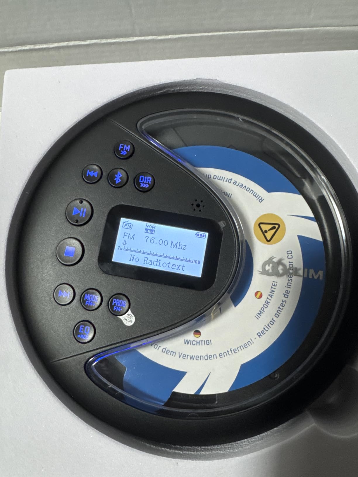 KLIM Discover - Portable CD Player with Long-Lasting Battery - New - with Headphones - Radio FM - Compatible MP3 CD Player Portable - SD Card, FM Transmitter, Bluetooth - Ideal for Cars customer photo 1