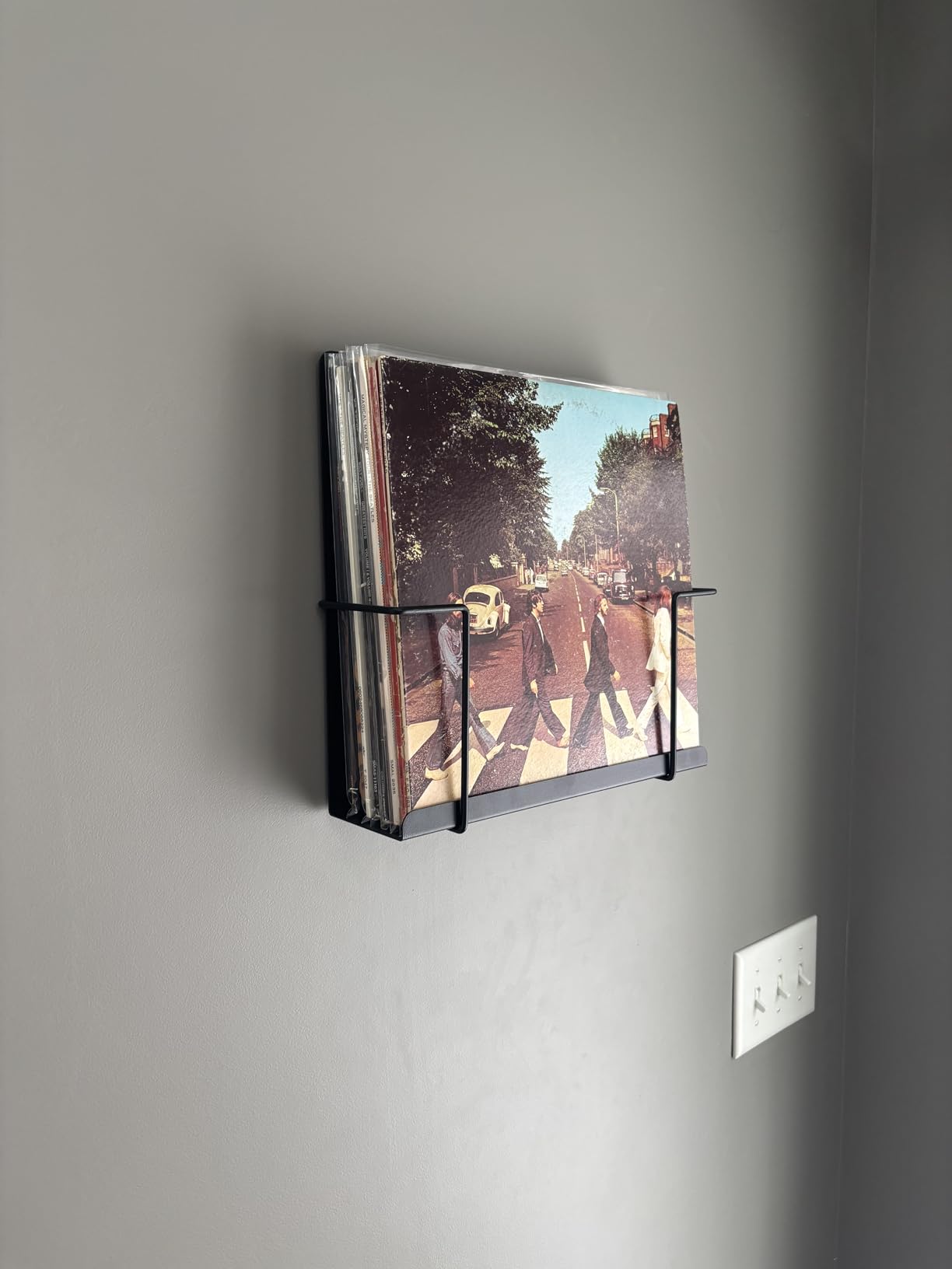 Vinyl Record Storage Wall Mount Display Shelf - Matte Black 2-Pack | Premium one-piece solid-steel record holder - Holds 15 LPs per shelf - Gallery-style album art - Designed in Australia customer photo 2