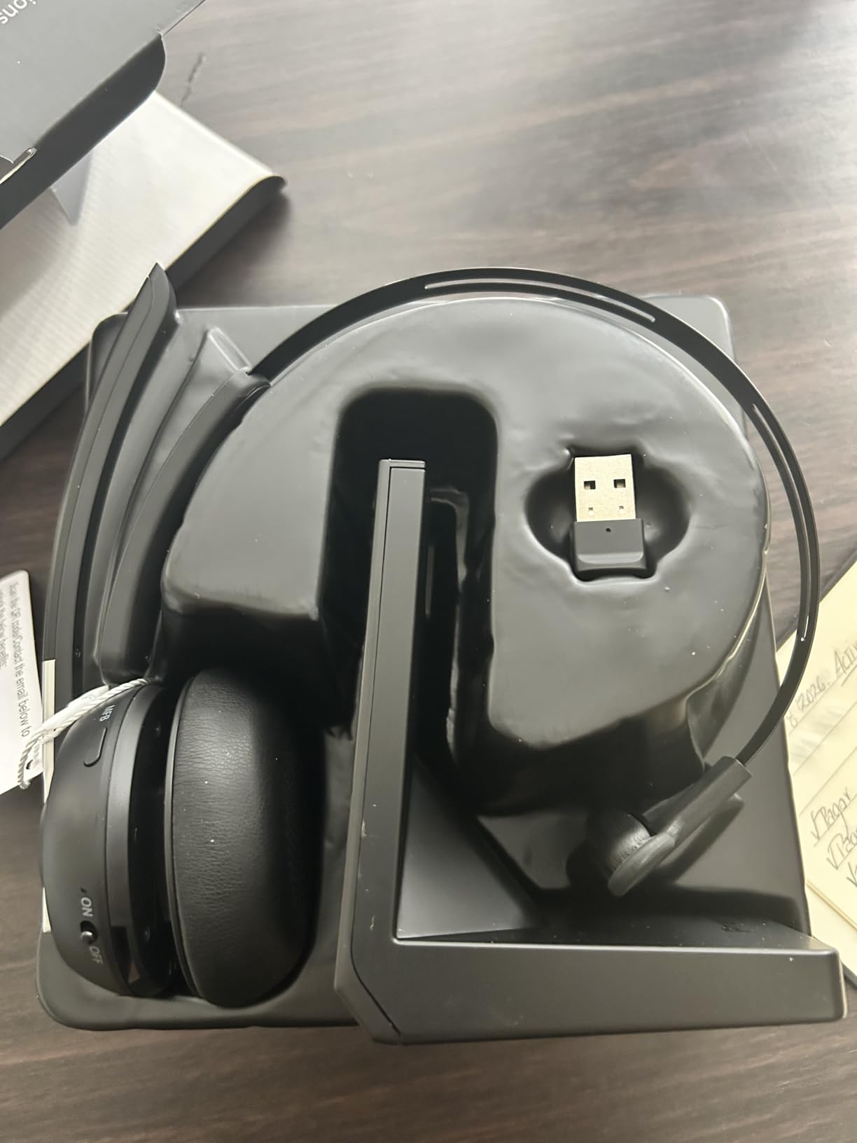 Bluetooth Headset, Wireless Headset with Microphone for PC, V5.2 Computer Headset with Noise Cancelling Mic, USB Dongle, Charging Base & Mute Button for Work, Cell Phones, Computer customer photo 1