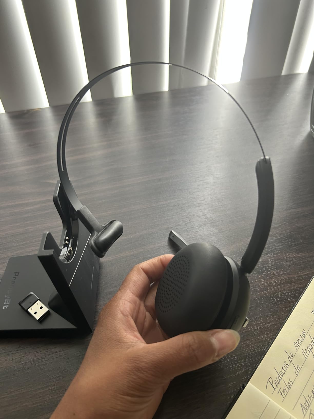 Bluetooth Headset, Wireless Headset with Microphone for PC, V5.2 Computer Headset with Noise Cancelling Mic, USB Dongle, Charging Base & Mute Button for Work, Cell Phones, Computer customer photo 2