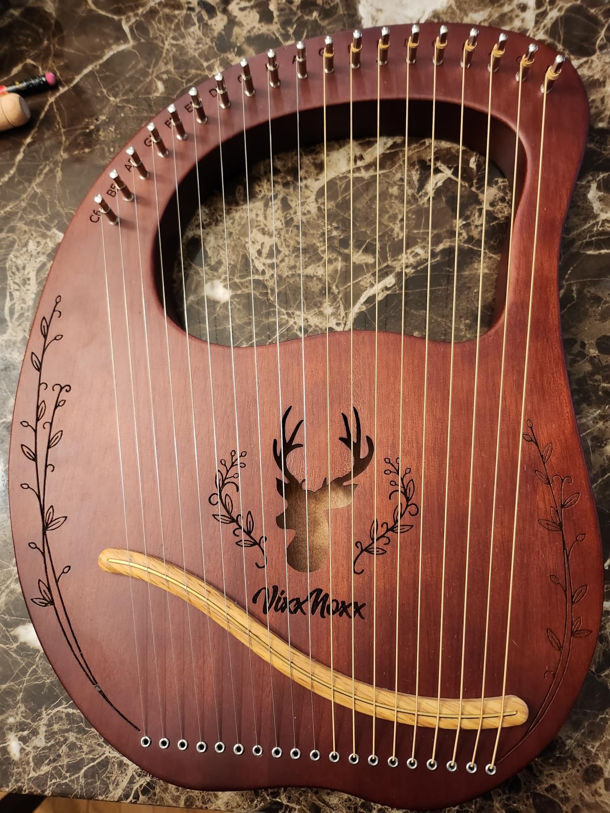 19-String Lyre Harp, Mahogany Stringed Musical Instrument Kit with Tuning Wrench, Bag, Instructions, Extra Strings for Beginners Adults customer photo 1
