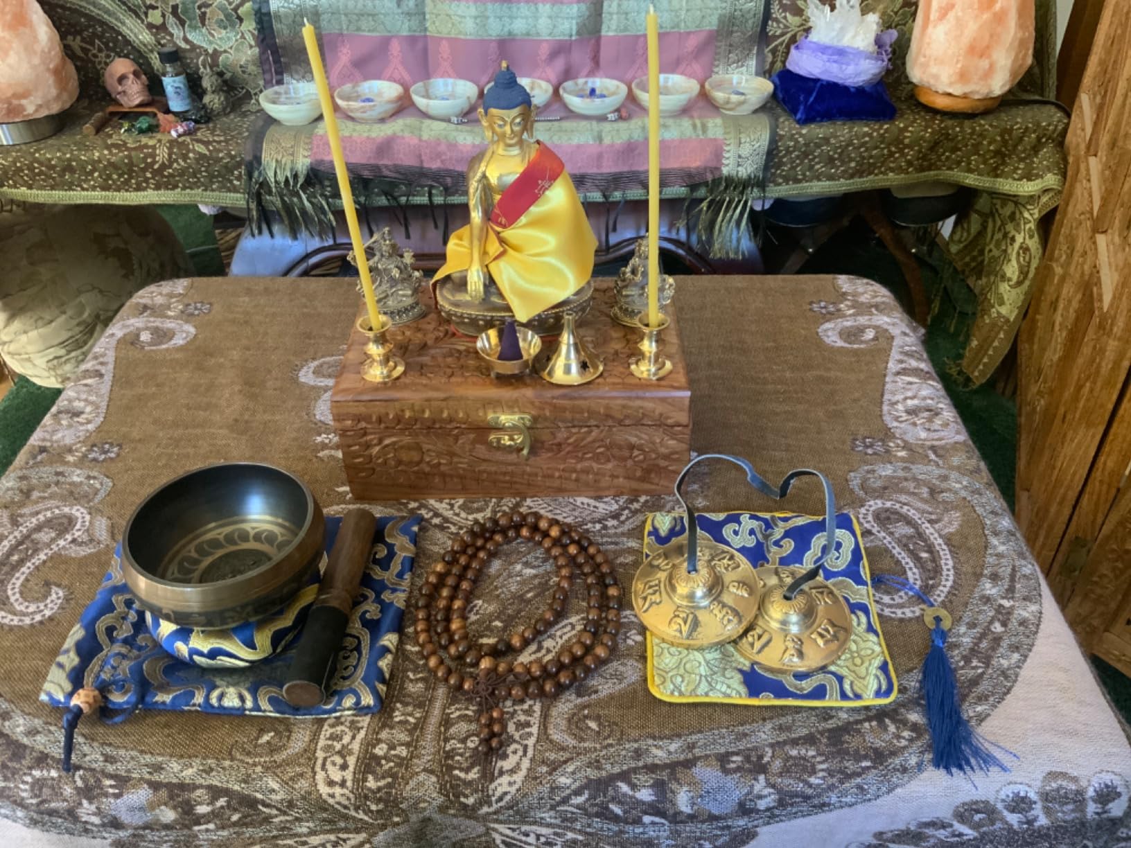 Artcome 7PCS Tibetan Meditation Set - Tibetan Singing Bowl & Tibetan Tingsha Cymbals Bells Handmade in Nepal for Meditation, Yoga, Tranquility, Relaxation, Chakra Healing, Stress Relief & Mindfulness customer photo 1