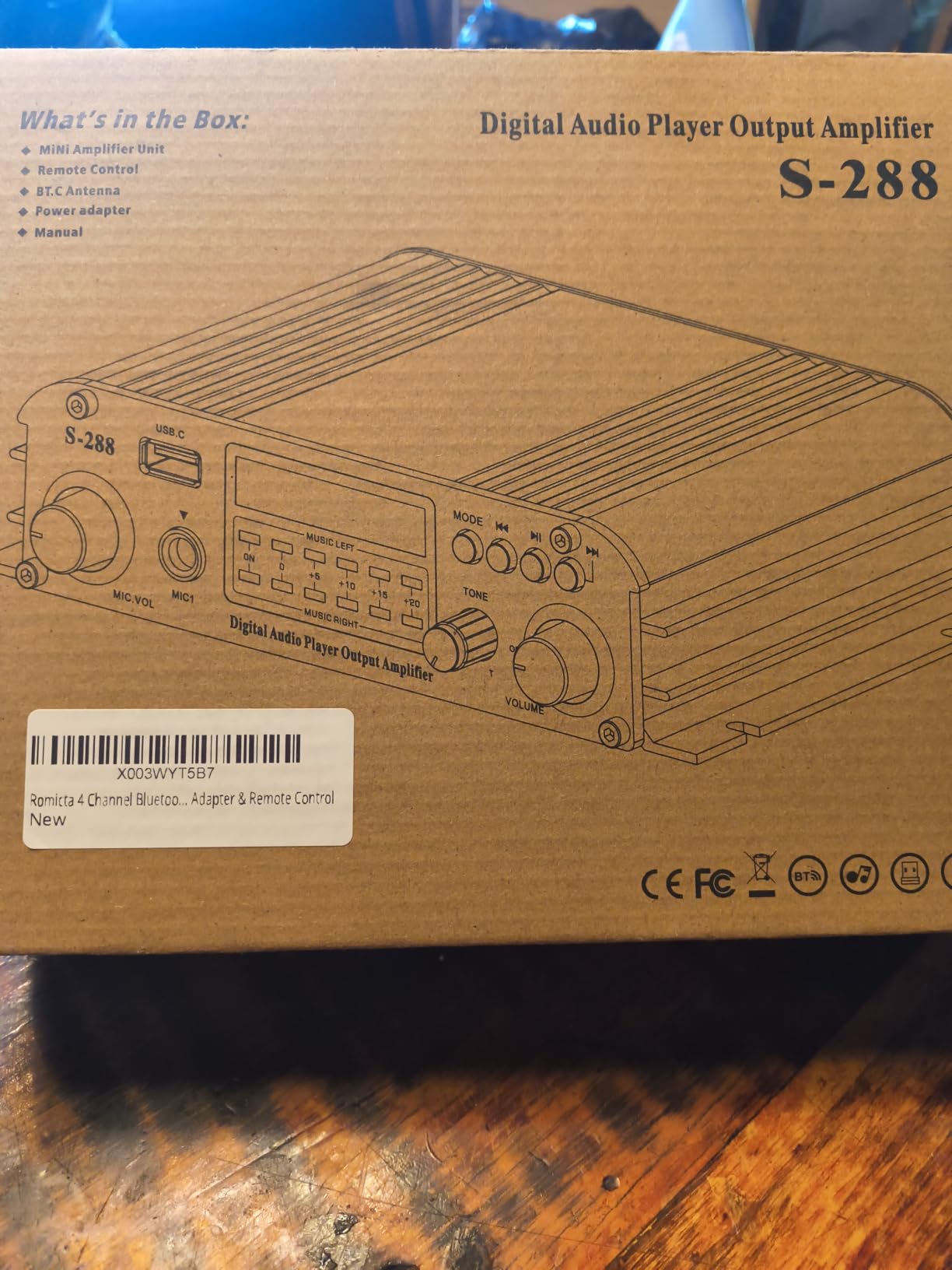 Romicta 4 Channel Bluetooth 5.0 Stereo Amplifier, 50Wx4 Home Audio Stereo Receiver, 1200W Max, USB/SD/FM, Class D HiFi Power Amp for Home Theater, Car & Karaoke, Includes Remote & Power Adapter customer photo 1