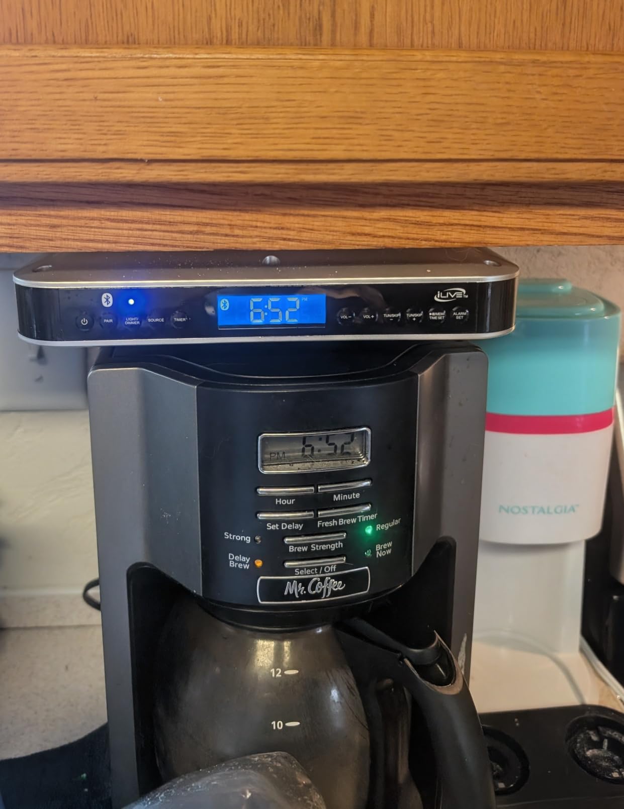 iLive Under Cabinet Music System with Built in Stereo Speakers and FM Radio/USB Port Supports MP3 Files, Aux Port, Bluetooth, Clock and Timer with LCD Display Enjoy Your Kitchen with Style customer photo 1