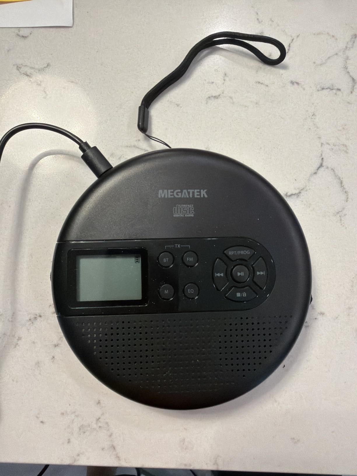 MEGATEK CP27BR Portable CD Player Bluetooth for Car with FM Transmitter, USB, AUX, LCD Display, Anti-Skip, Stereo Speakers, Headphones & Rechargeable Battery - Black customer photo 1