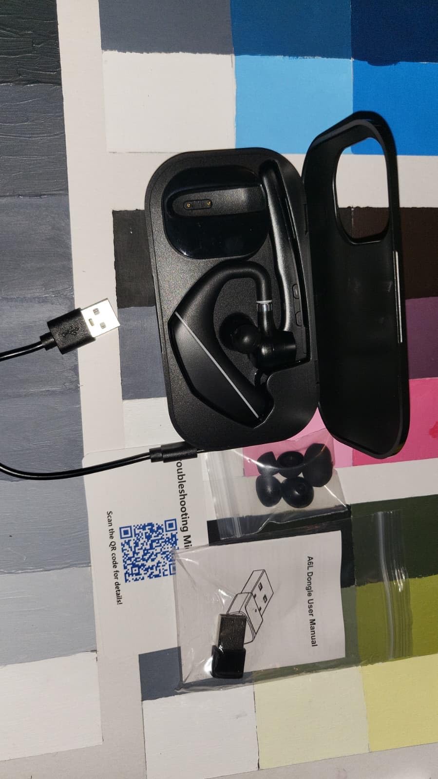 EKVANBEL Bluetooth Headset V5.3, Wireless Earpiece with 1000mAh Charging Case, 96H Talktime, Hands Free Noise Canceling Headphones with Dual-Mic for Computer Cell Phones Trucker Home Office Work customer photo 2