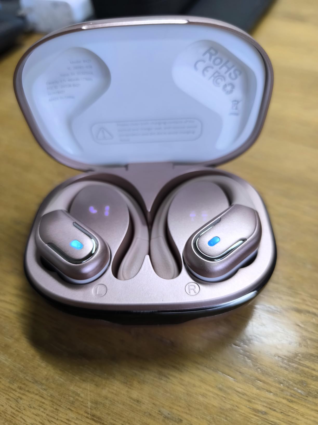 Wireless Earbud, 75H Bluetooth 5.4 Headphones Sport IP7 Waterproof, Running Wireless Earphones with ENC Noise Canceling Mic, 3D Bass Over Ear bud with Earhooks for Android, iOS, Workout, Gym, Rosegold customer photo 2