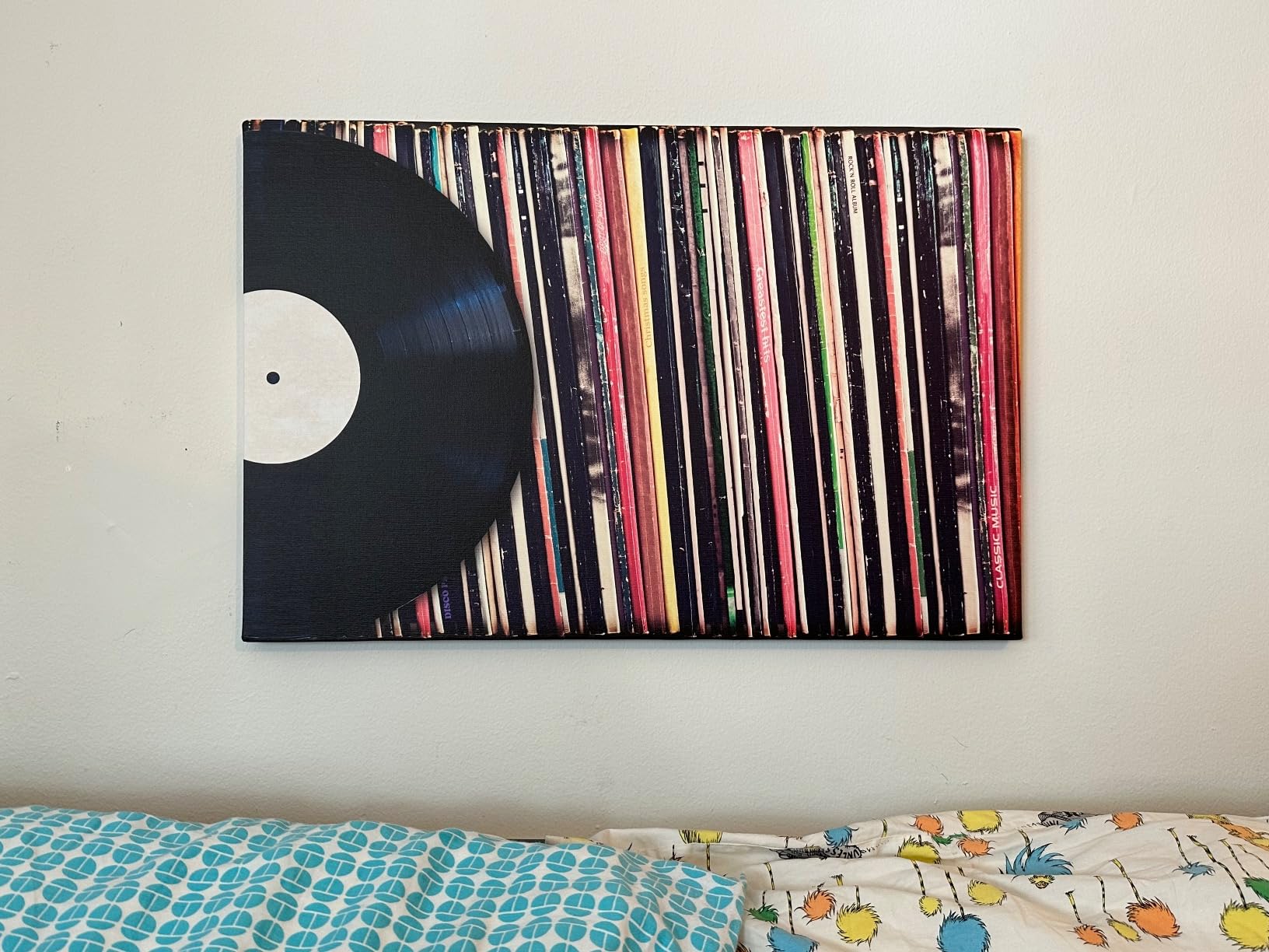 Framed Music Wall Art Canvas - Medium and Large Music-Themed Prints for Living Room, Office, Studio, Airbnb, Café Décor (Vinyl Records Collection, 16