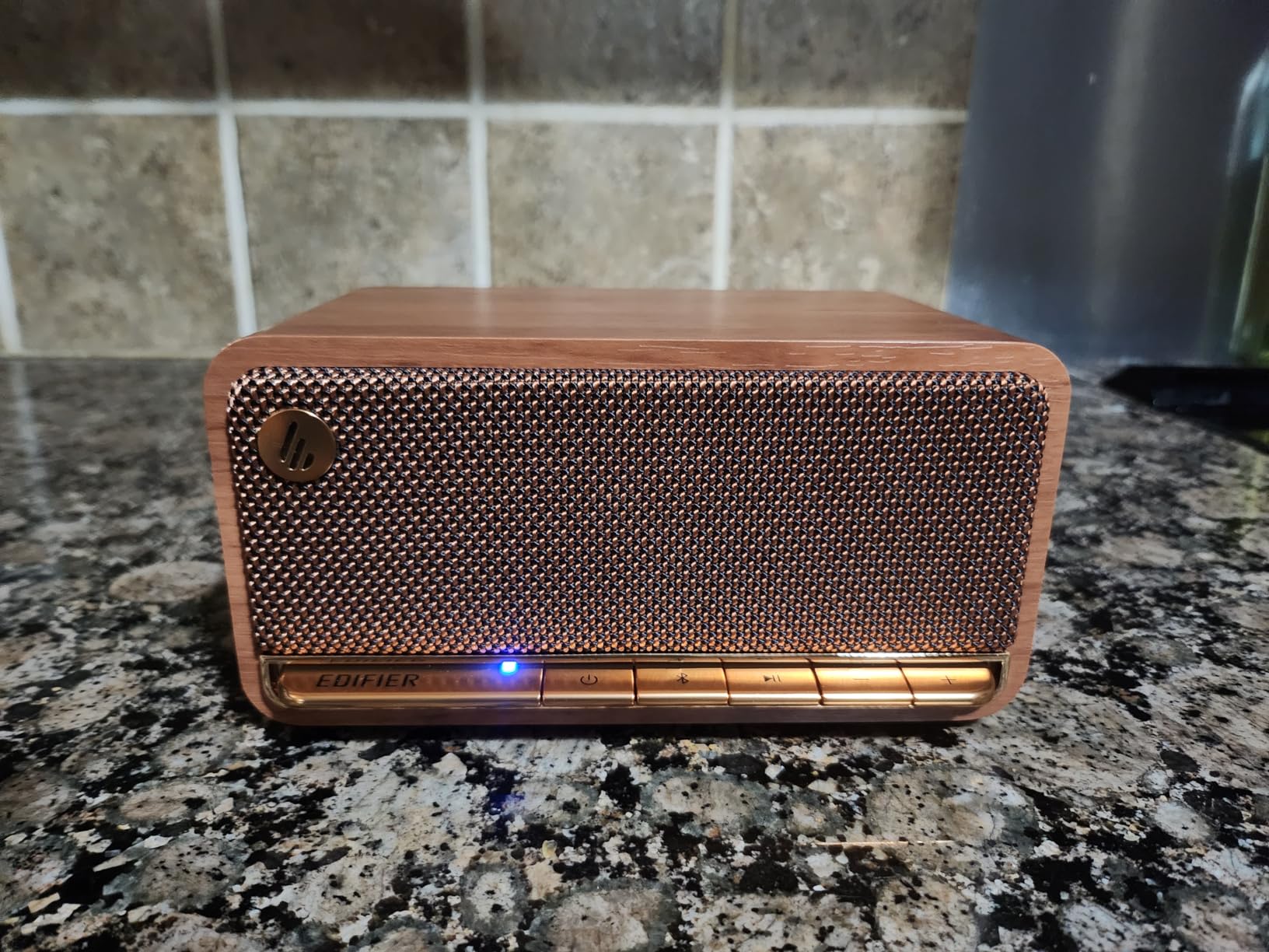 Edifier Retro Wood Bluetooth Speaker, Wireless Portable Speakers with 20W Stereo Sound, Vintage Decor Speaker with AUX, USB Soundcard, Micro SD Brown customer photo 2