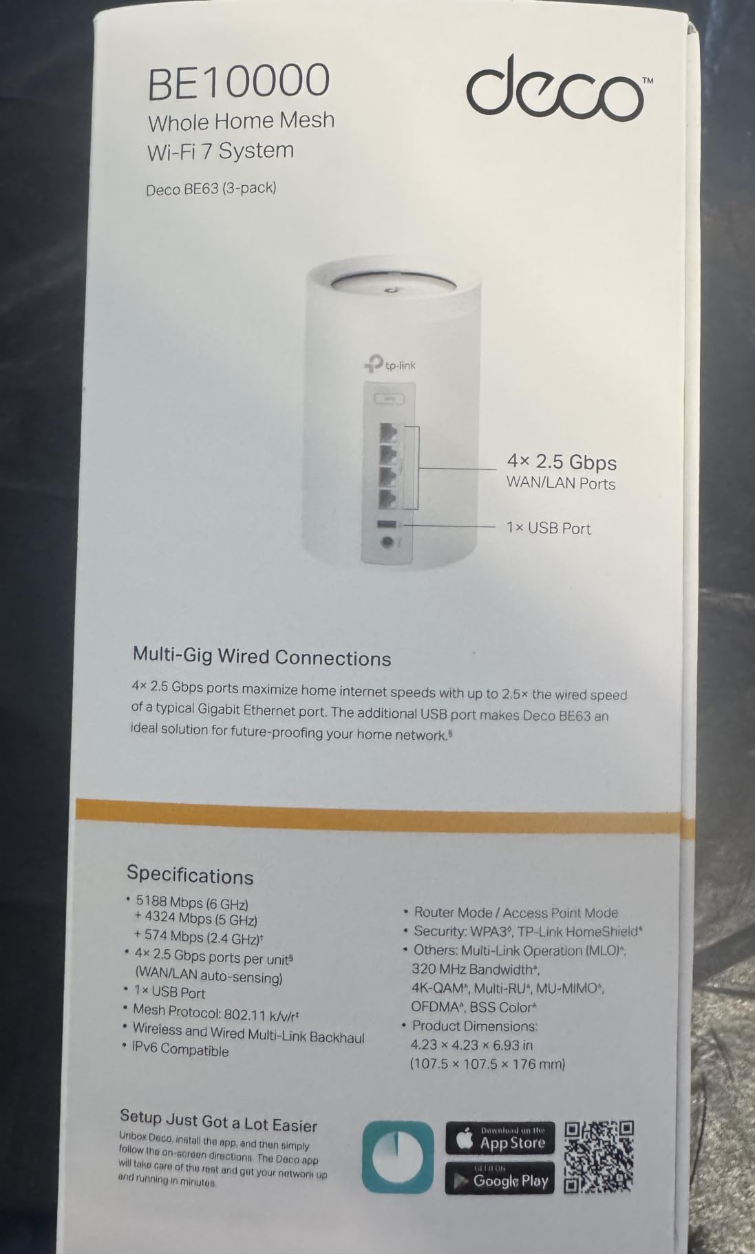 TP-Link Deco 7 Pro BE63 Tri-Band WiFi 7 BE10000 Whole Home Mesh System (3-Pack) - Up to 7,600 Sq.ft., Four 2.5G WAN/LAN Ports, 6-Stream 10 Gbps customer photo 2