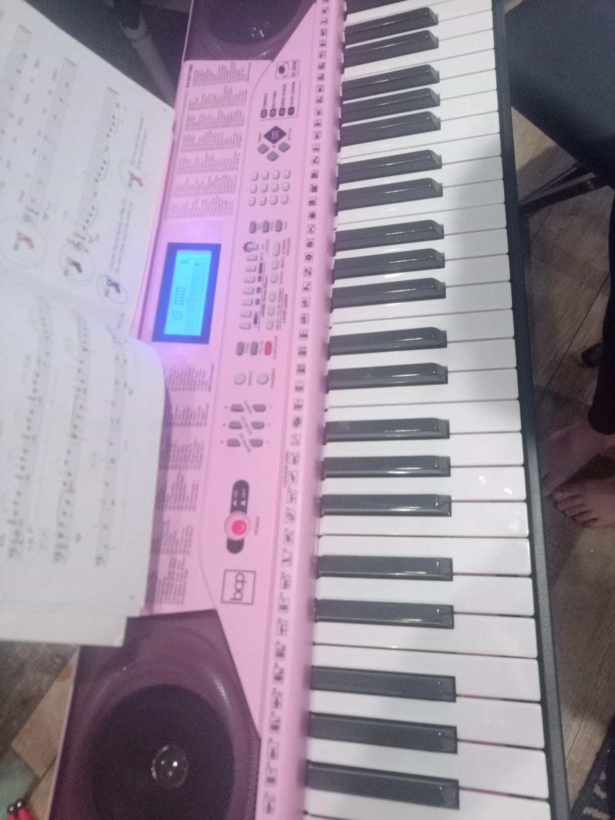 Best Choice Products 61-Key Beginners Complete Electronic Keyboard Piano Set w/Lighted Keys, LCD Screen, Headphones, Stand, Bench, Teaching Modes, Note Stickers, Built-In Speakers - Pink customer photo 2