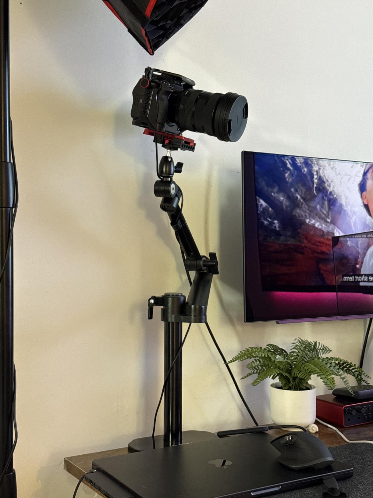 TARION Camera Arm Desk Mount: Heavy Duty DSLR Desktop Mount Camera Stand with Tablet Holder Double C Clamp 1/4 3/8 Screw Adapter Articulating Arm for Selfie Streaming Videography TitanRig Lite Z customer photo 2