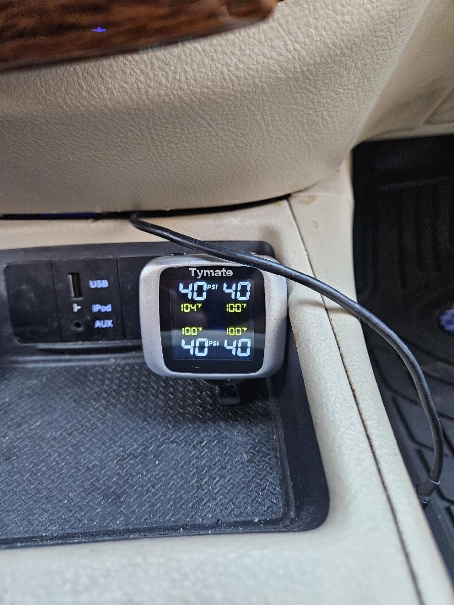 Tymate TM7 RV Tire Pressure Monitoring System, TPMS Set of 4 Sensors | Max. 5 Tires Info Monitoring, Wireless, 6 Alarm Modes, 0-144 PSI, Big Color LCD, Ideal for RV/Truck/SUV/Sedan/Older Vehicles customer photo 1