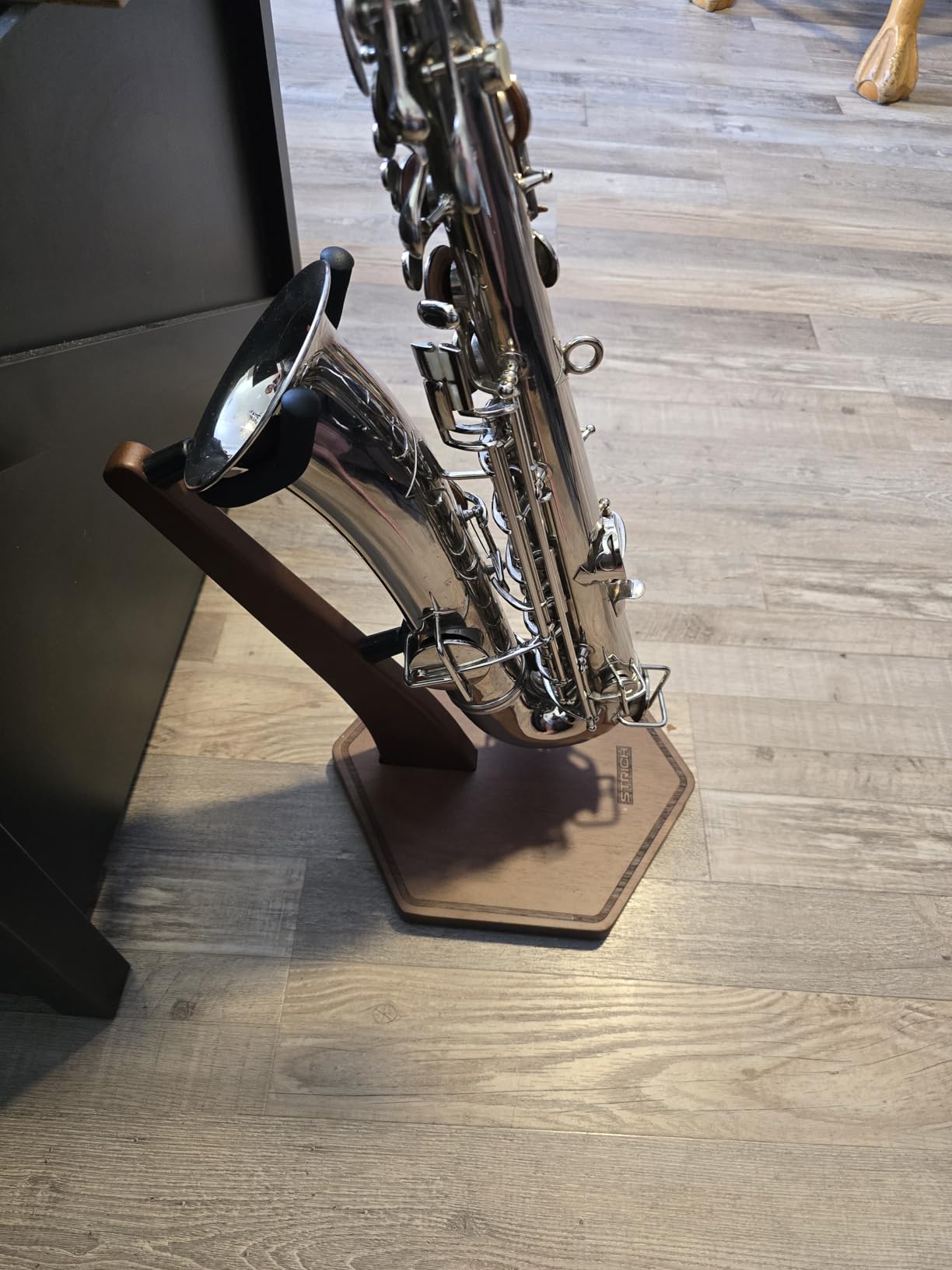 STRICH Wooden Saxophone Stand Display For Alto Tenor Sax, Handmade Solid | Wood Floor Stand Holder Colour Walnut, Weighted Heavy Base (FH-4, Sax) customer photo 2