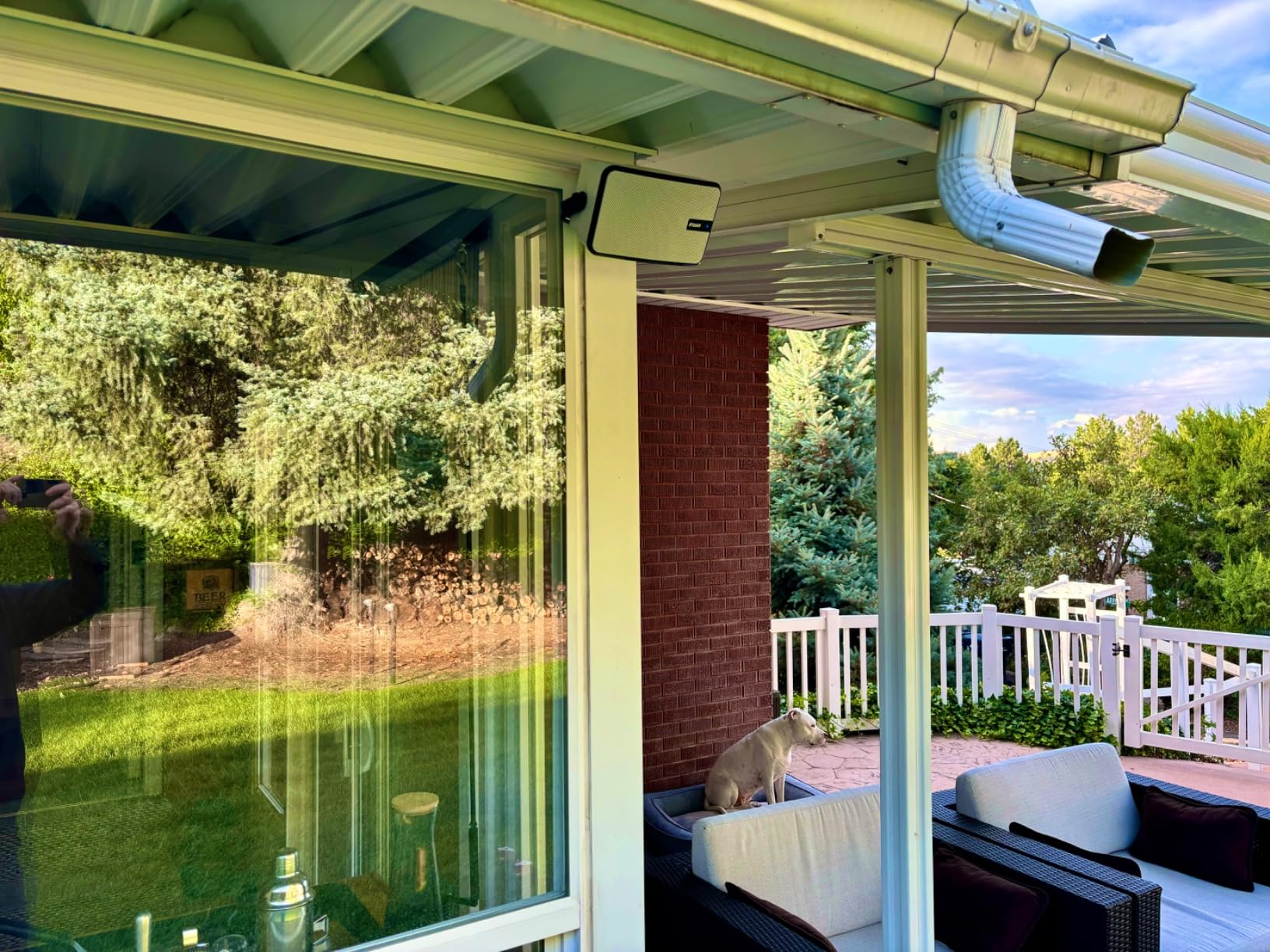 Inwa Outdoor Bluetooth Speakers, IPX5 Waterproof 400W Wall Mount Speaker, Powerful Indoor/Outdoor Sound System, Wireless Sync Up to 100 Speakers, Suitable for Patio/Porch/Gazebo/Garage (MZ-621, Pair) customer photo 2