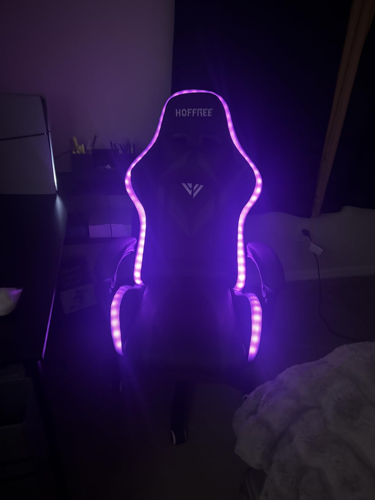 Gaming Chair with Speakers and LED Lights Ergonomic Computer Chair with Massage and Footrest Reclining Video Game Chair for Adults with Adjustable Lumbar Support Red and Black customer photo 2