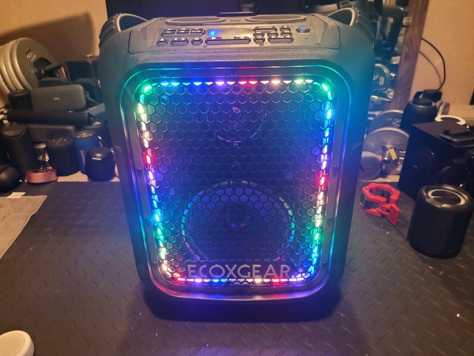 ECOXGEAR EcoBoulder Ultra - 121dB Loud Rugged Bluetooth 5.1 Speaker, IP67 Waterproof, Drop and dustproof with Party Lights, 50+ Hours runtime, it Even Floats - Black customer photo 2