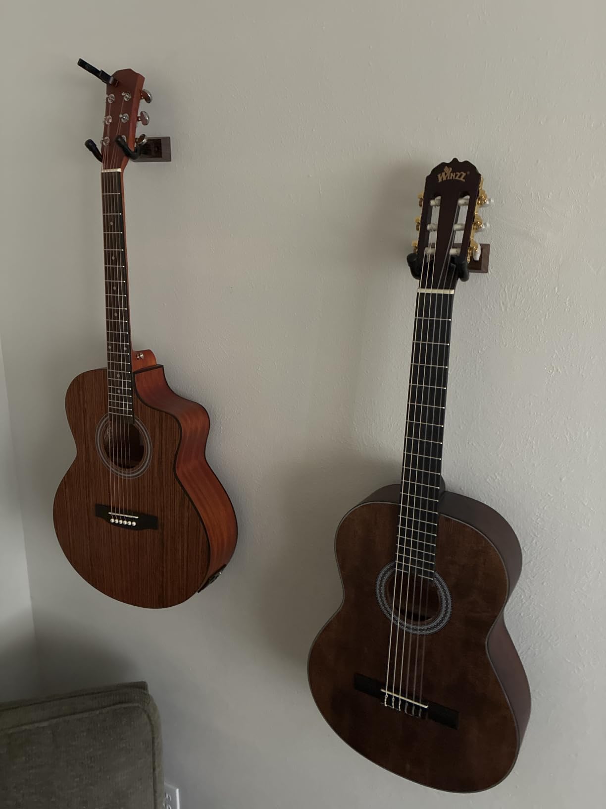 Guitar Wall Hanger 2 Pack U-Shaped Walnut Mount customer photo 2