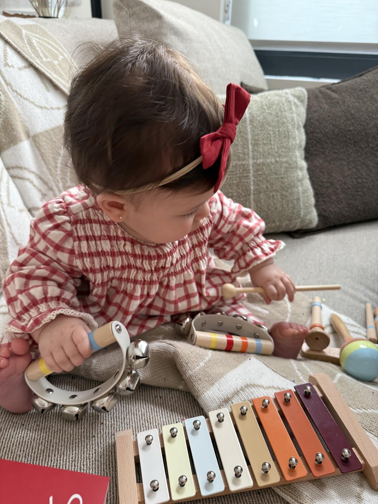 YHHYTOY Montessori Toys Wooden Baby Musical Instruments Set for Toddlers | 18 Month Old Toys Toddler Percussion Instruments, Xylophone Maracas Tambourine, Birthday Christmas Gifts for Girls Boys Kids customer photo 2
