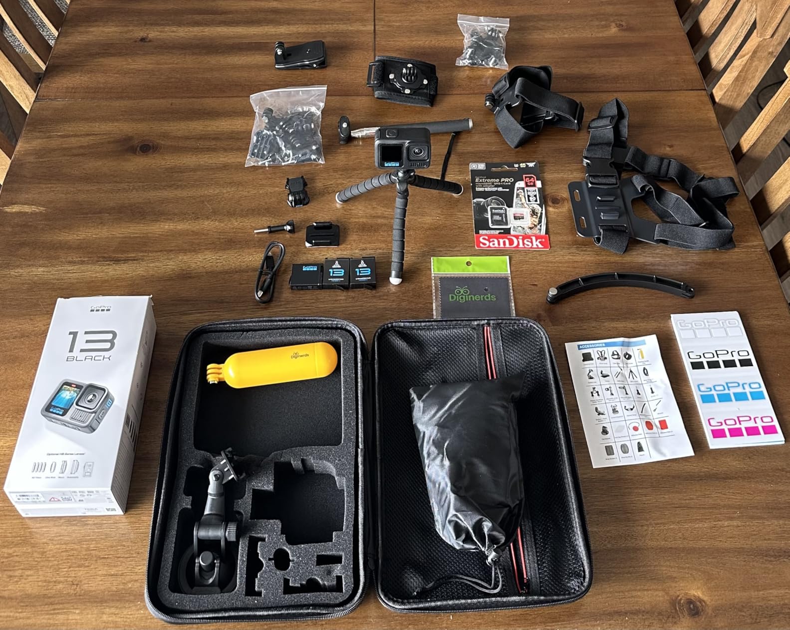 GoPro HERO13 Black - with 50 Piece Accessory Kit and 2 Extra Batteries + 64GB Card - Waterproof Action Camera - 5.3K HDR, 27MP Photos, 1/1.9