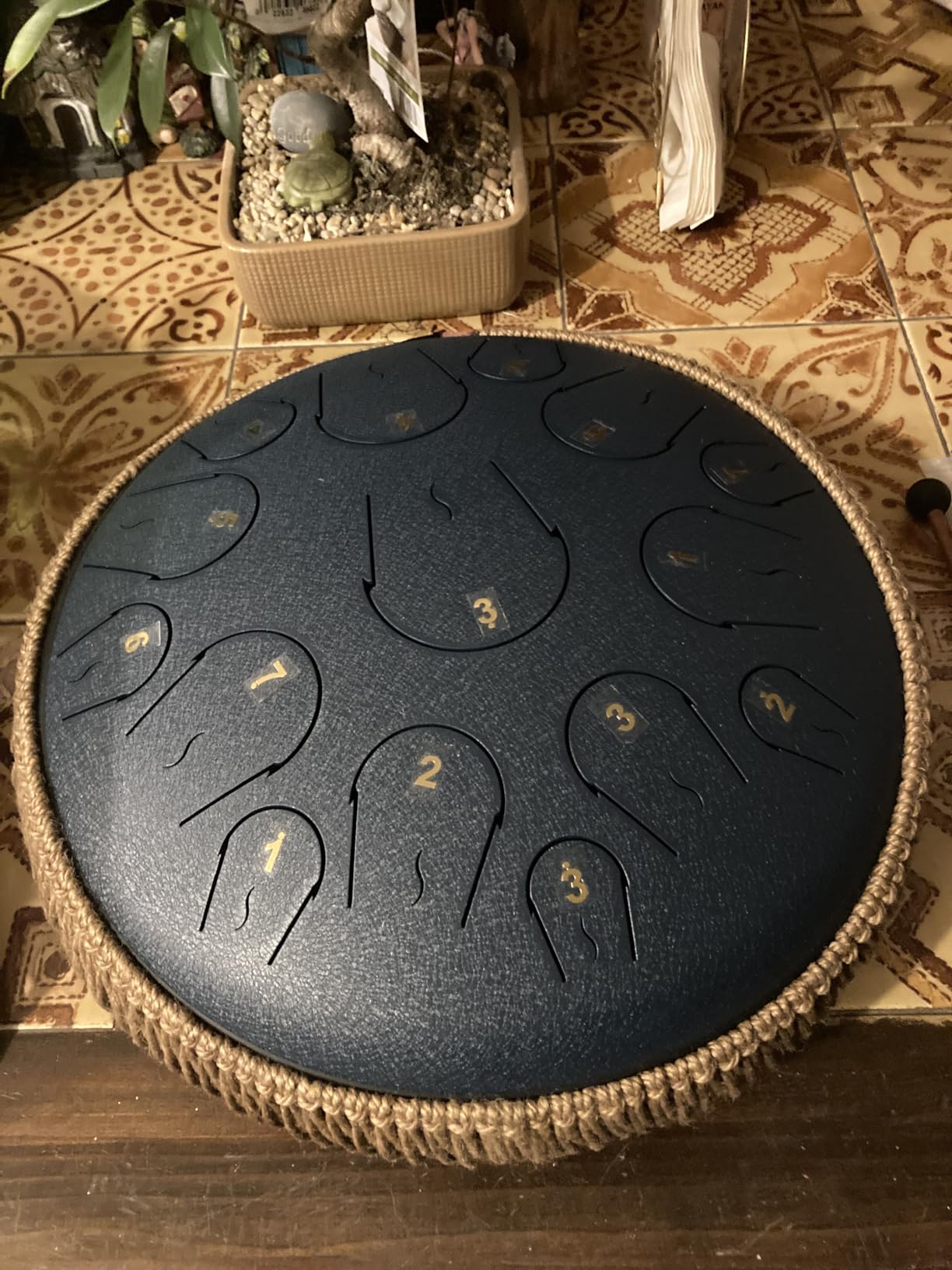 Steel Tongue Drum - 14 Inch 15 Note Tongue Drum - Hand Pan Drum with Music Book, Handpan Mallets and Carry Bag, C Major, White customer photo 2