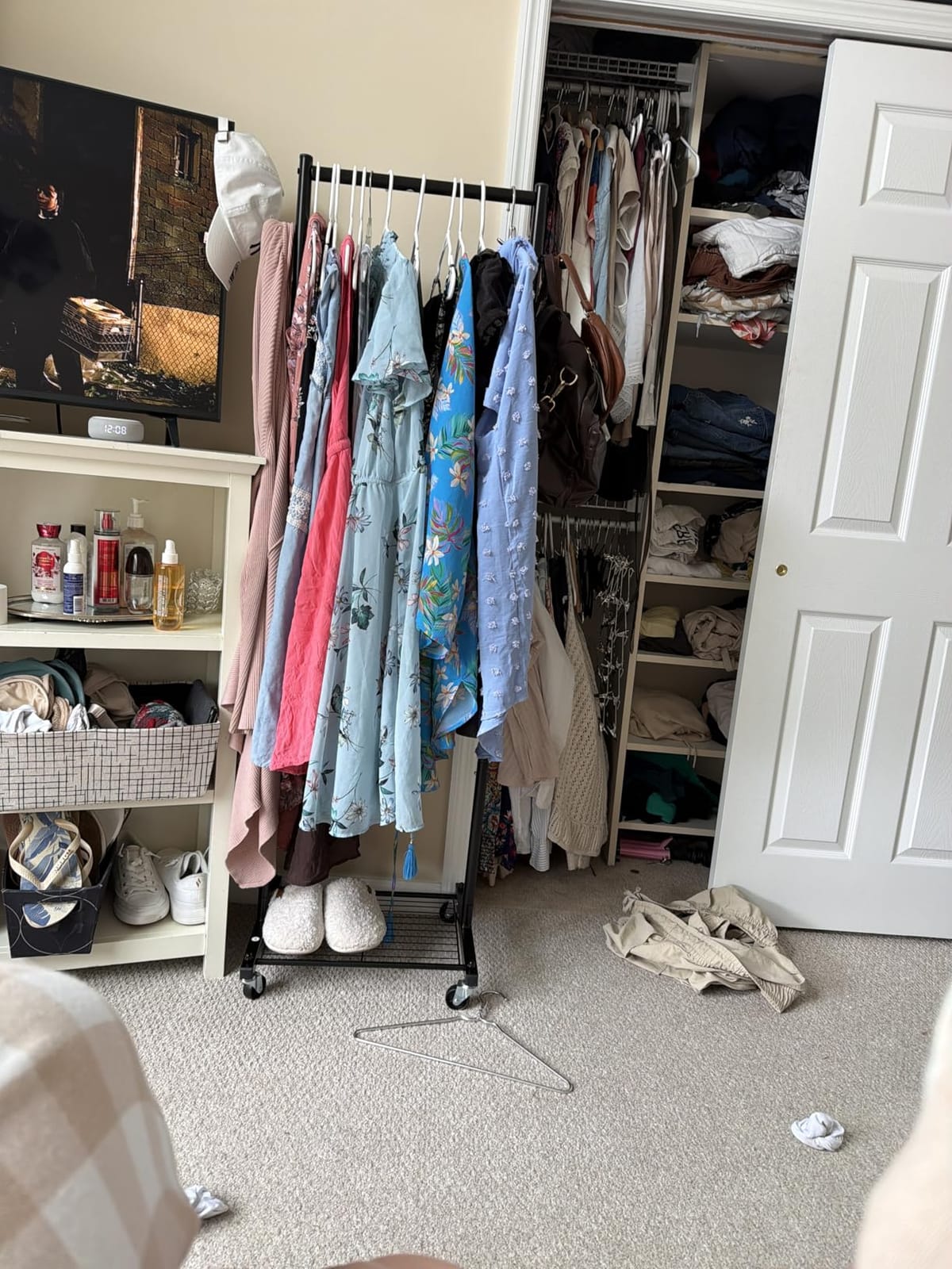 MISSLO Small Clothes Racks for Hanging Clothes Clothing Rack with Wheels 60