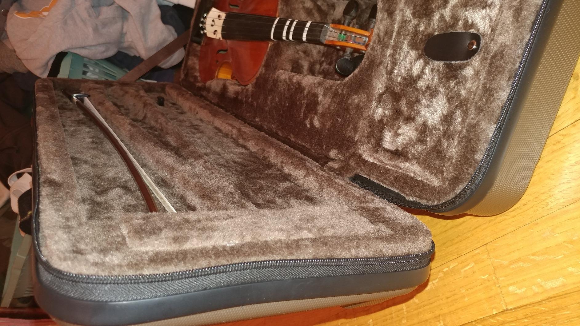 Crossrock Oblong Case fits 4/4 Full-Size Violin, Includes Interior Compartment, 2 Bow Holders, Security Lock, and Detachable Straps - Mint Blue (CRA860VFMB-R) customer photo 1