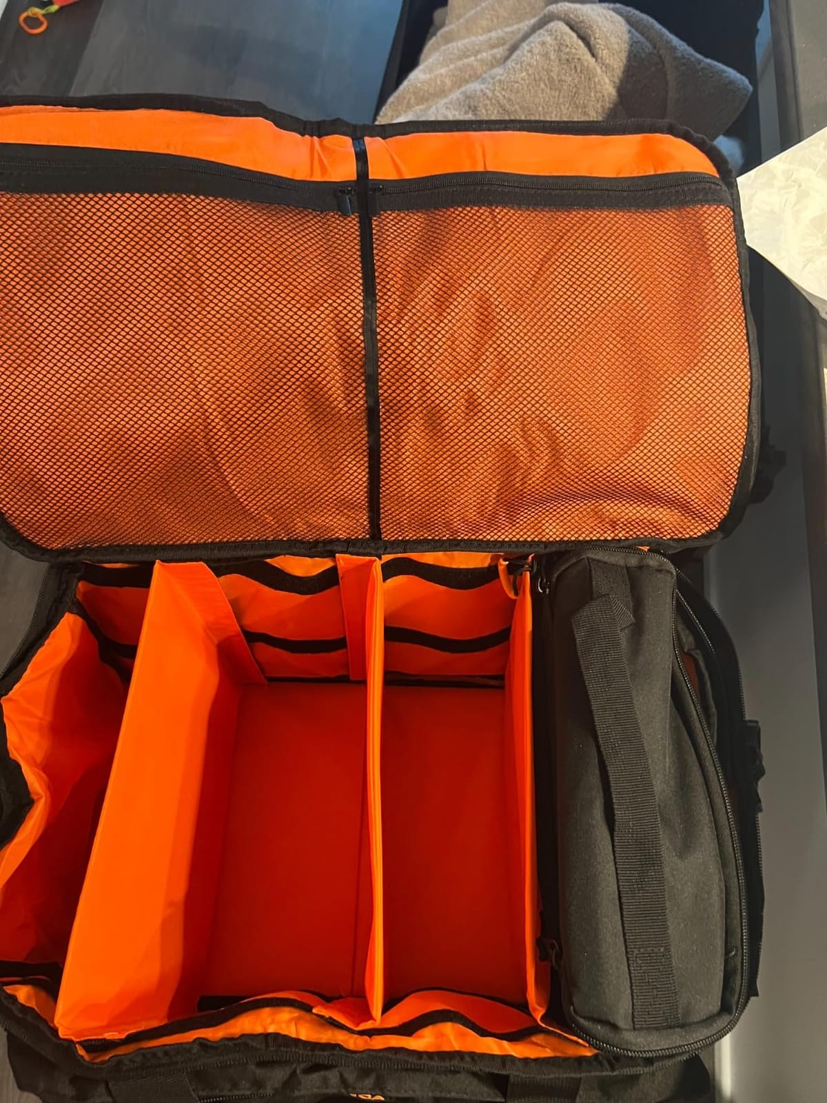 DJ Cable Bag with Laptop Compartment & Microphone Pocket, Orange | Detachable Dividers Cable Organizer for DJ Gear, Audio Equipment & Music Accessories, Padded Gig Bag for Musicians, Travel customer photo 2