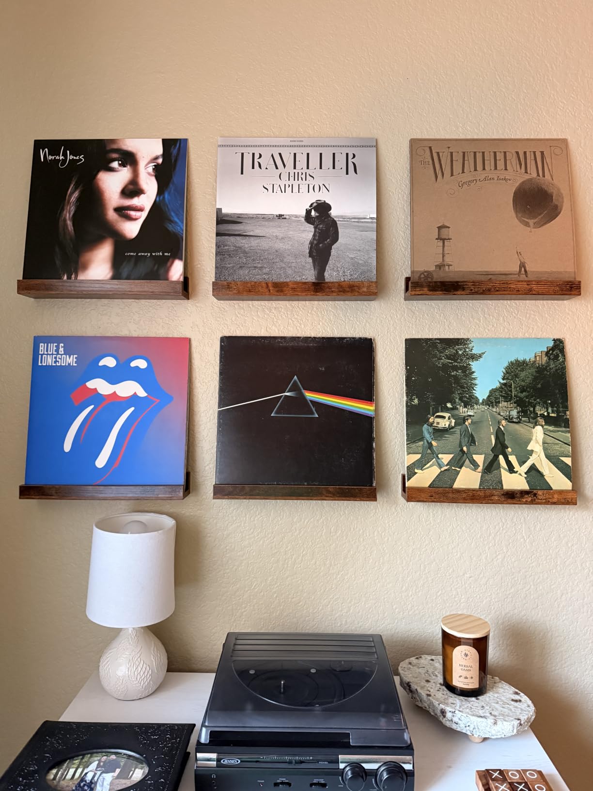 Vinyl Record Shelf Wall Mount, Pack of 6 Floating Shelves for Wall | 12 inch Wooden Album Record Holder Display for Wall, Magazine Rack, Kids Bookshelf for Bedroom, Living Room, Rustic Brown customer photo 1