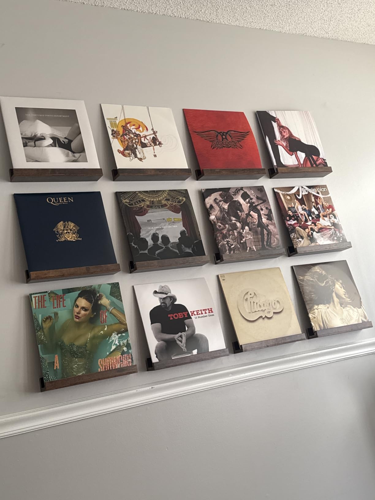 Vinyl Record Shelf Wall Mount, Pack of 6 Floating Shelves for Wall | 12 inch Wooden Album Record Holder Display for Wall, Magazine Rack, Kids Bookshelf for Bedroom, Living Room, Rustic Brown customer photo 2