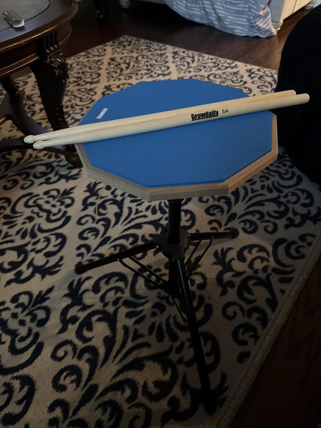 Drum Practice Pad Snare Drum Stand Set 12 In With Double Sided Silent Drum Pad, Drum sticks,Carrying Bag Adjustable Stand (Grey) customer photo 1