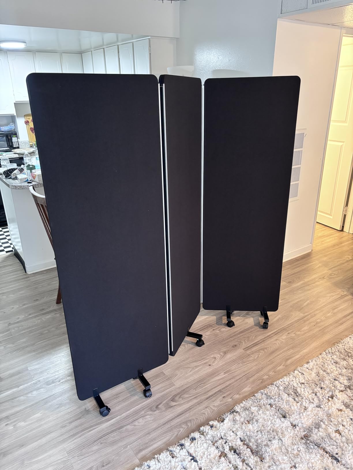 Room Divider Privacy Panel, 4 Panel Acoustic Wall Partition, Sound Dampening, Folding Completely & Save Space, Noise Canceling Cubicle, 8 FT Wide Room Partition Wall for Indoor Bedroom, Office, Hospital customer photo 1