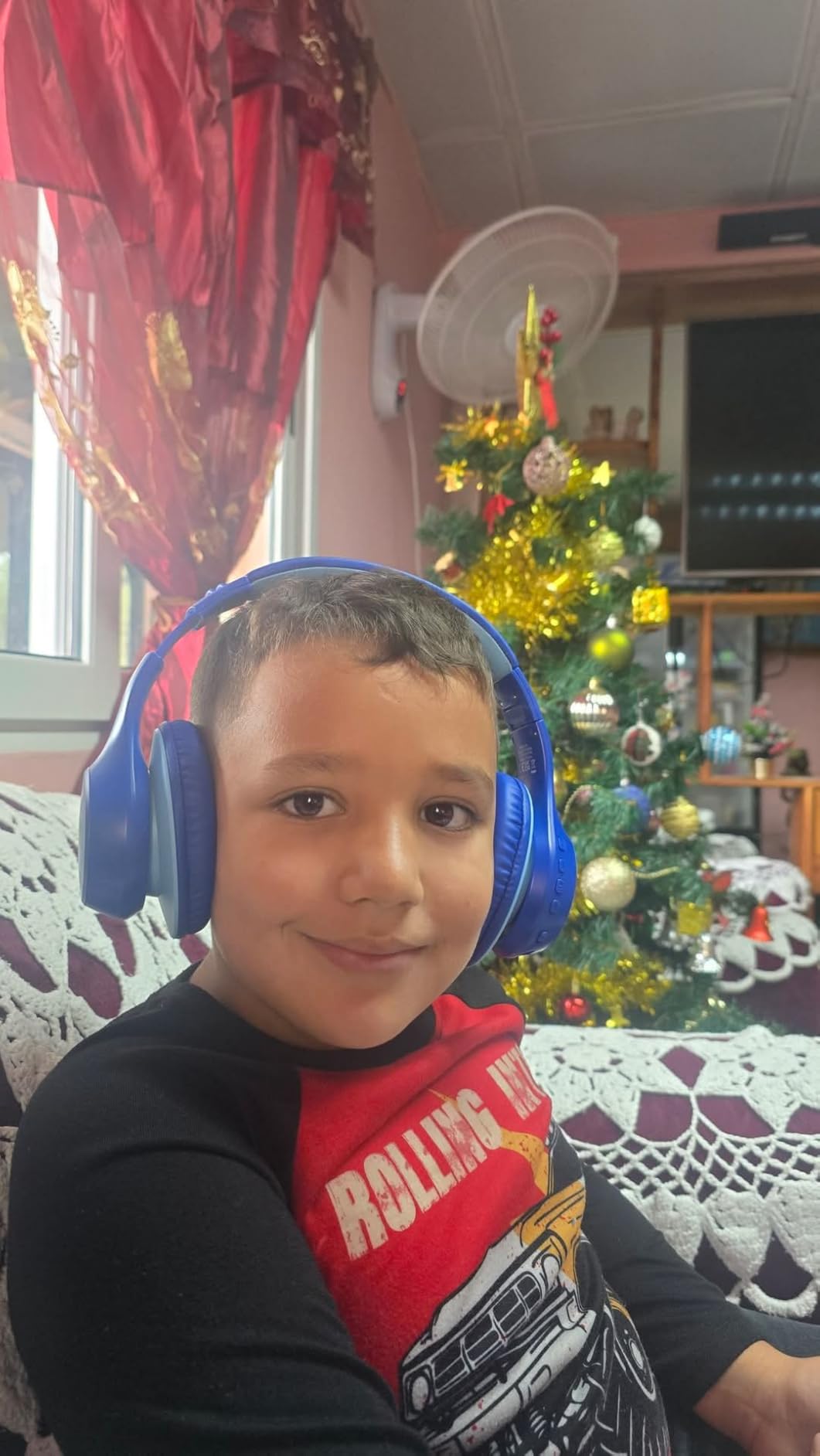 EarFun K4 Kids Bluetooth Headphones, Wireless Headphones with Lights, Blue | 74/85/94dBA Volume Limited, Built-in Mic, 90H Playtime, Stereo Sound Bluetooth 5.4 Over Ear Headphone for iPad/Tablet/School customer photo 1
