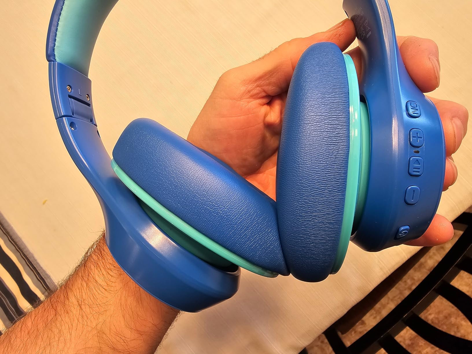 EarFun K4 Kids Bluetooth Headphones, Wireless Headphones with Lights, Blue | 74/85/94dBA Volume Limited, Built-in Mic, 90H Playtime, Stereo Sound Bluetooth 5.4 Over Ear Headphone for iPad/Tablet/School customer photo 2