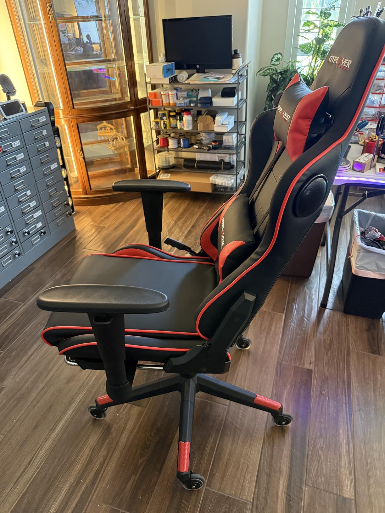 GTPLAYER Gaming Chair with Speakers, Video Game Chairs with Footrest for Adults, Ergonomic Computer PC Gamer Reclining Chair(Black) customer photo 1