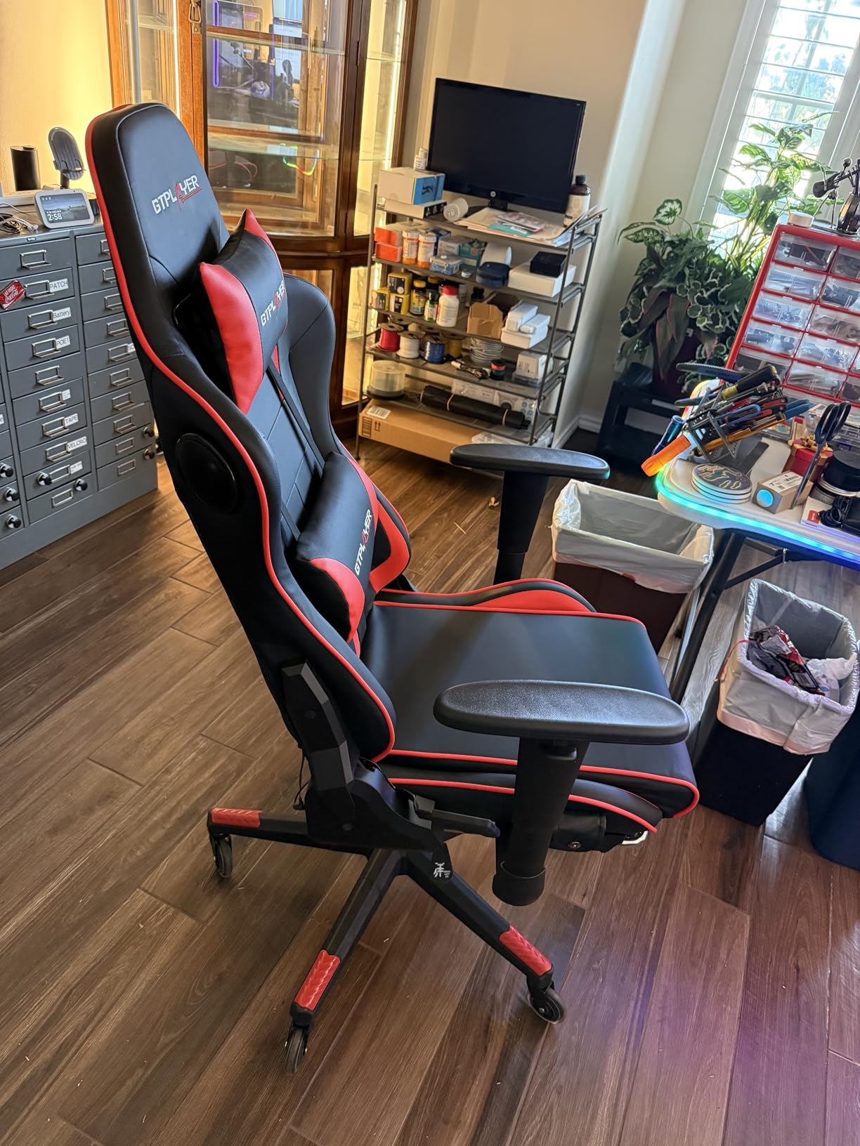 GTPLAYER Gaming Chair with Speakers, Video Game Chairs with Footrest for Adults, Ergonomic Computer PC Gamer Reclining Chair(Black) customer photo 2
