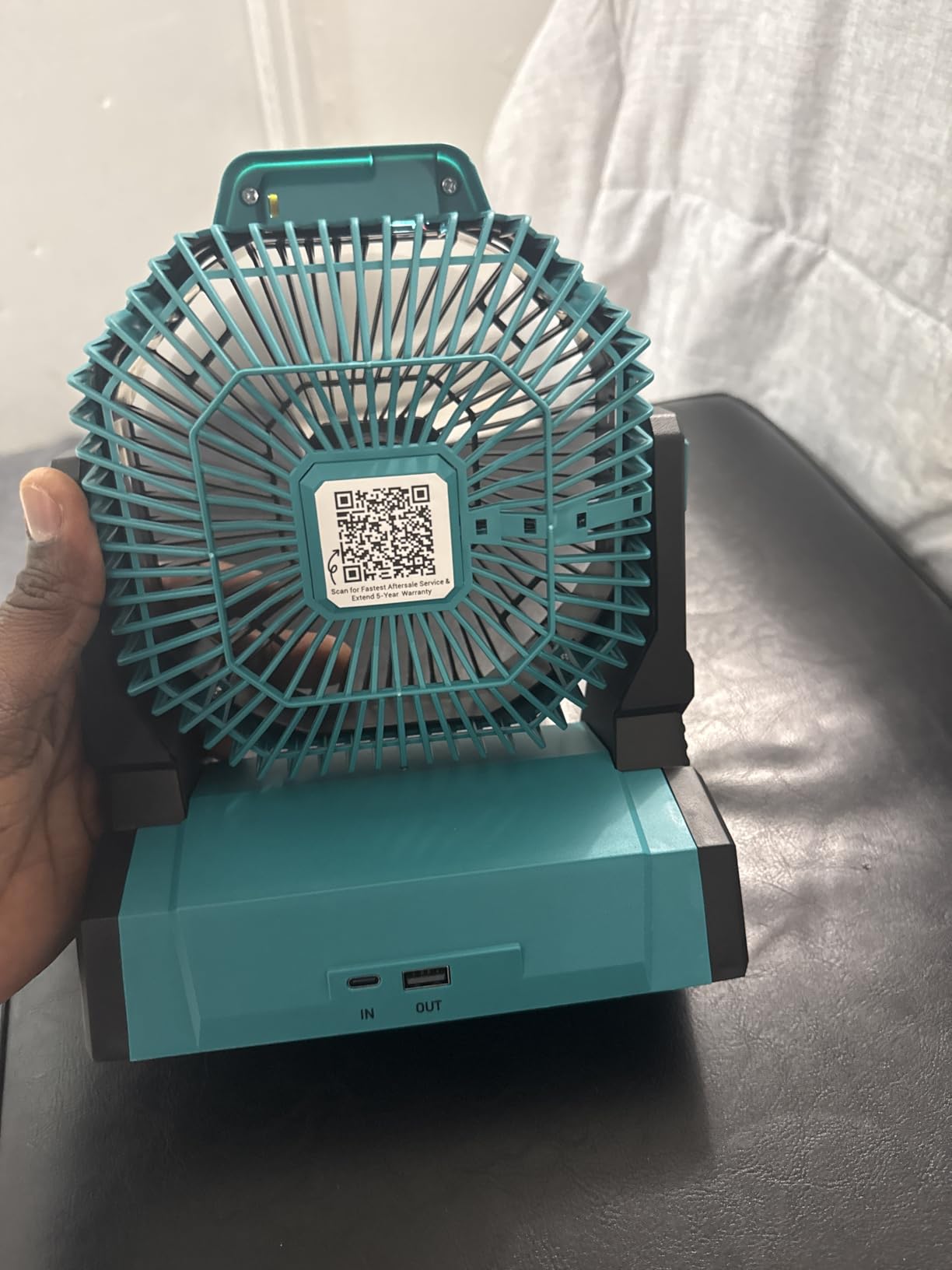 KopBeau 20000mAh Portable Rechargeable Fan, Battery Powered Camping Fan | 3 Speeds Strong Air Flow, Up to 60H Run Time, 3 Brightness LED Lights, Perfect for Camping, RV, Job Site, Beach & Indoor Use customer photo 1