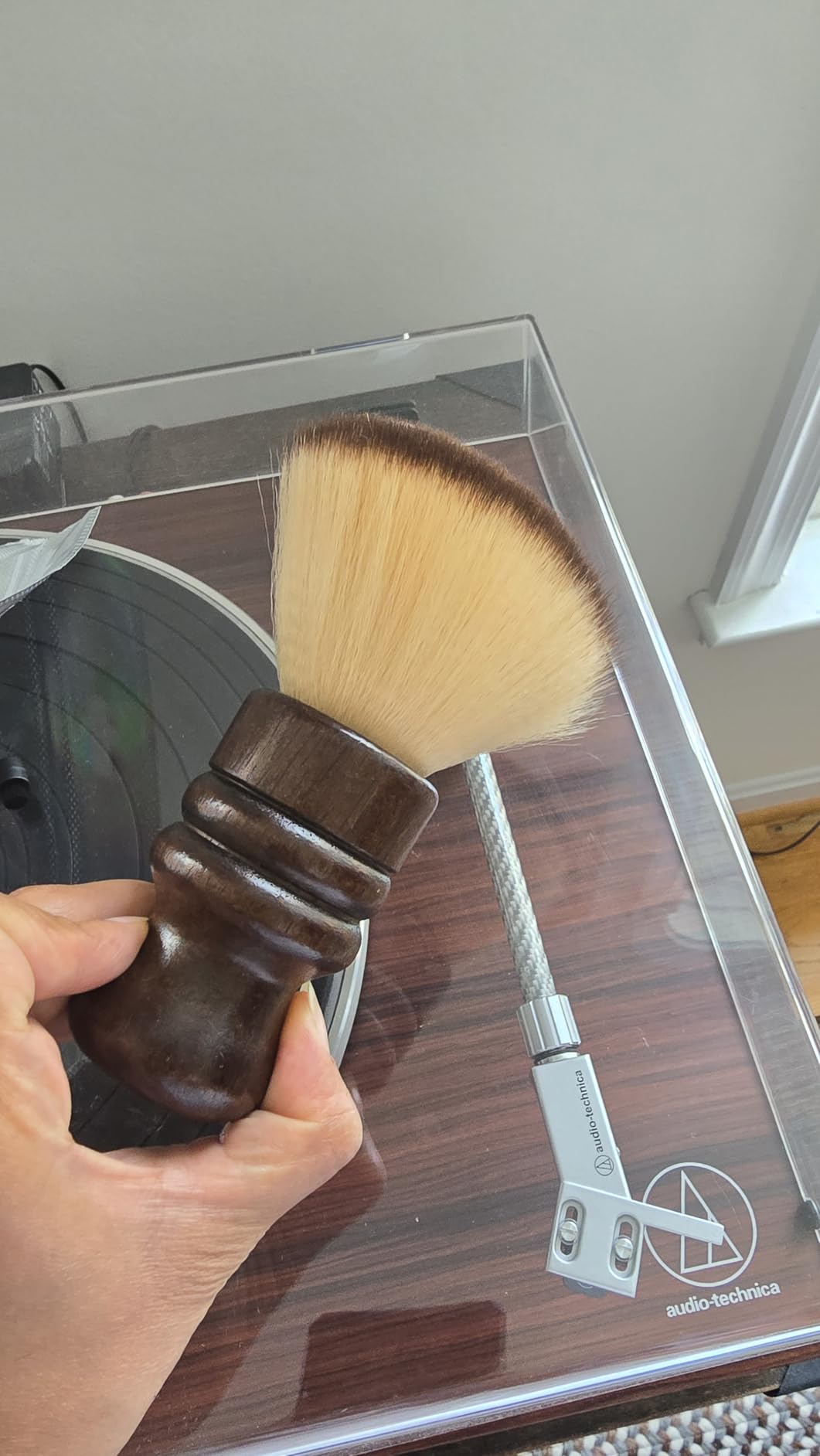 Killoomii 2-in-1 Vinyl Record Cleaning Kit with Stylus Brush - Anti Static Dust Solid Wood Vinyl Record Cleaning Brush, High Density Ultra-Fine Soft Bristles Safe for Vinyl LP Turntable CD Album customer photo 1