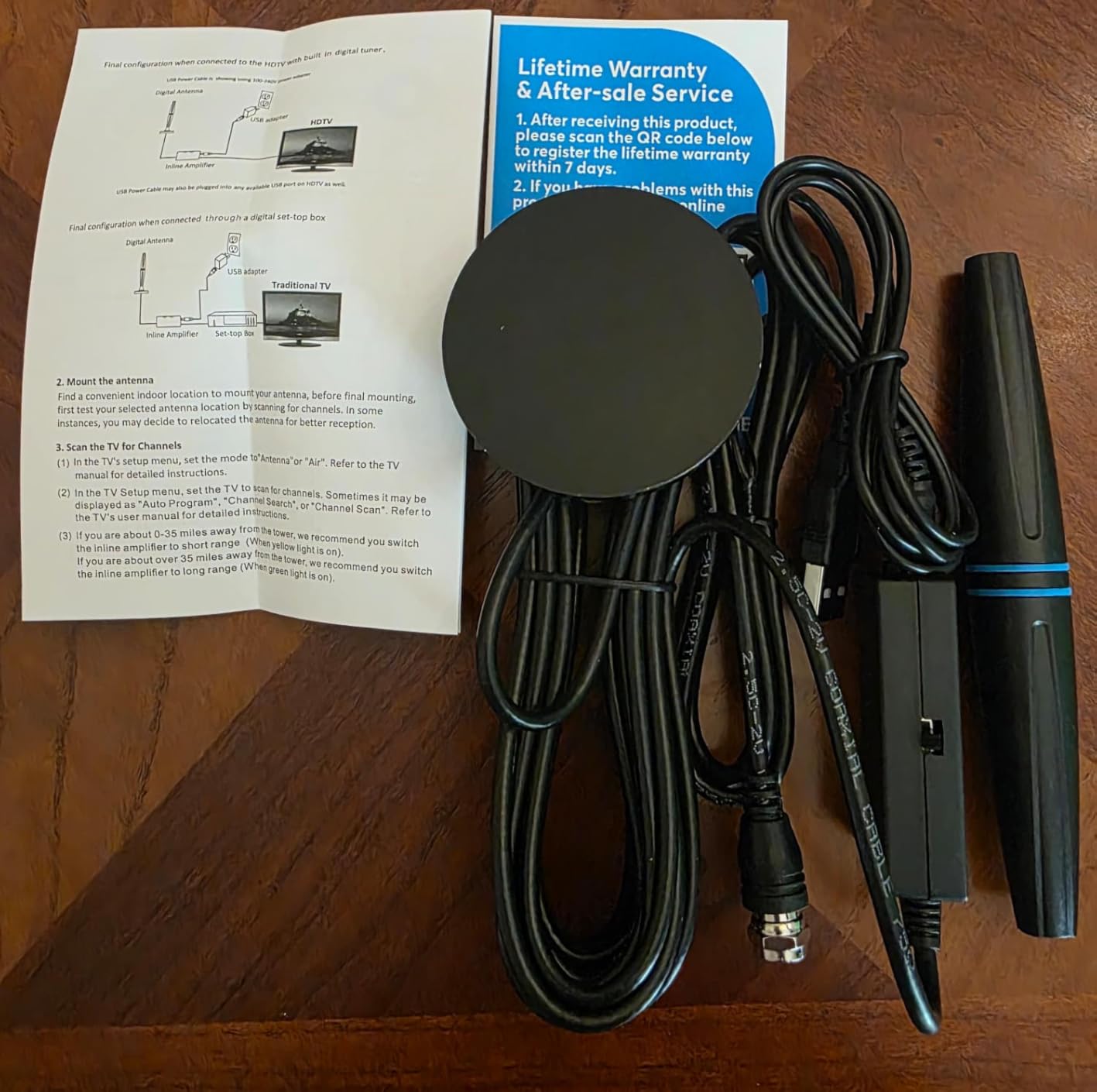TV Antenna for Local Channels, TV Antenna for Smart TV Indoor -18ft Cable | Support 4K 1080p with Signal Booster for Local Channels, Long Range Reception(Dark Grey) customer photo 1