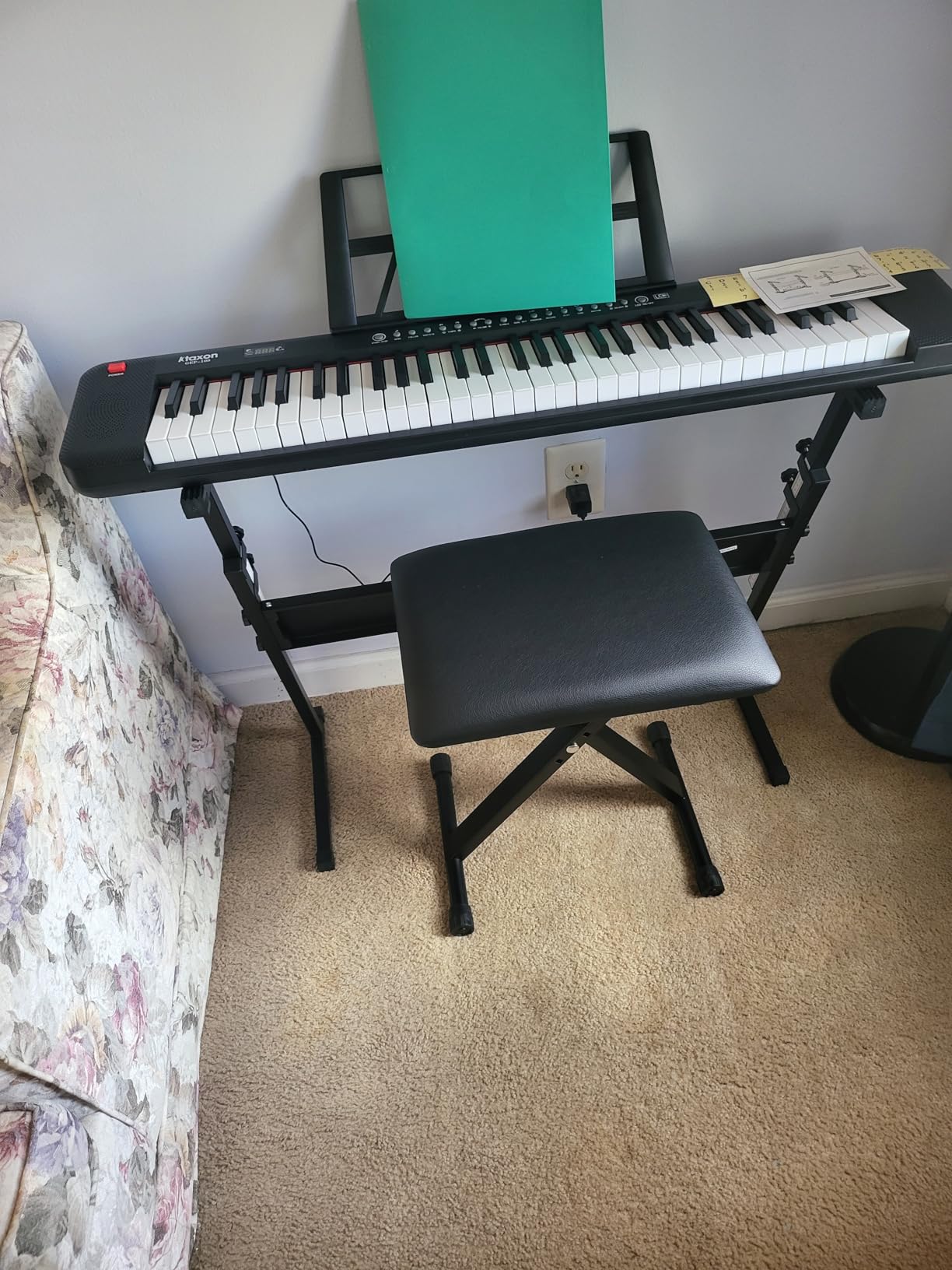 Ktaxon 61 Key Keyboard Piano Electric Keyboard with Lighted Keys | Electric Piano Set with Headphones, Microphone, Music Rest, Power Adapter, Stand, Piano Bench, Stickers & Manual (Full-Black) customer photo 2