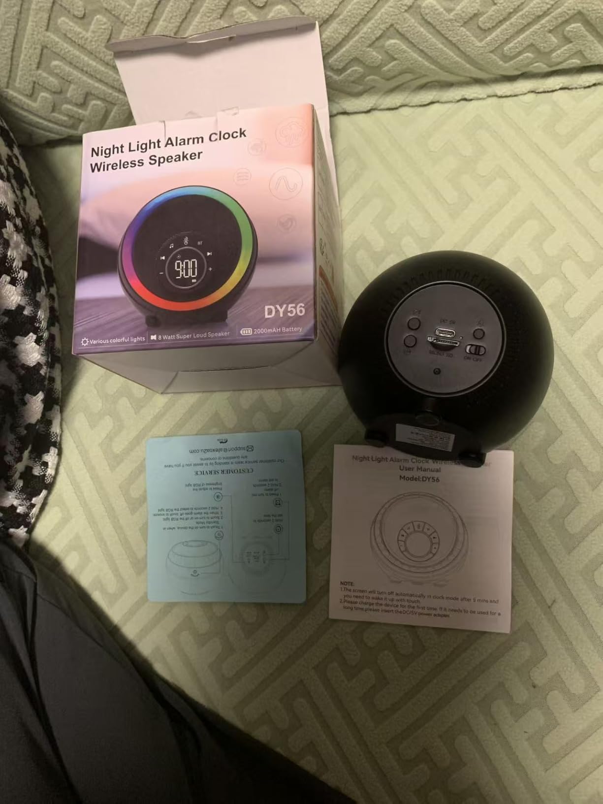 Nightlight Bluetooth Speaker Alarm Clock, Portable White Noise Machine | Touch Bedside Lamp for Bedroom, Dimmable Warm Light, RGB Color Changing, Best Gifts for Teenage Boys Girls customer photo 1