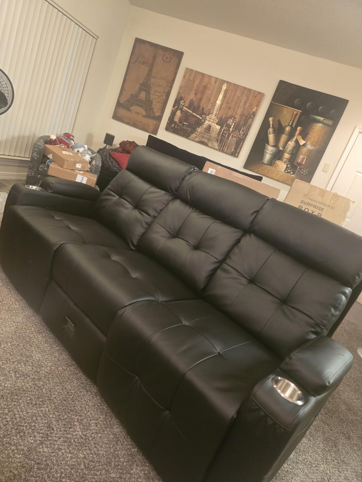 RV Reclining Sofa, Home Theater Seating Loveseat Couch with Massage | Reclining Loveseat with USB, Wall Hugger RV Couch Movie Theater Chairs, RV Furniture with Cup Holders, Drawer for Gaming Room customer photo 2