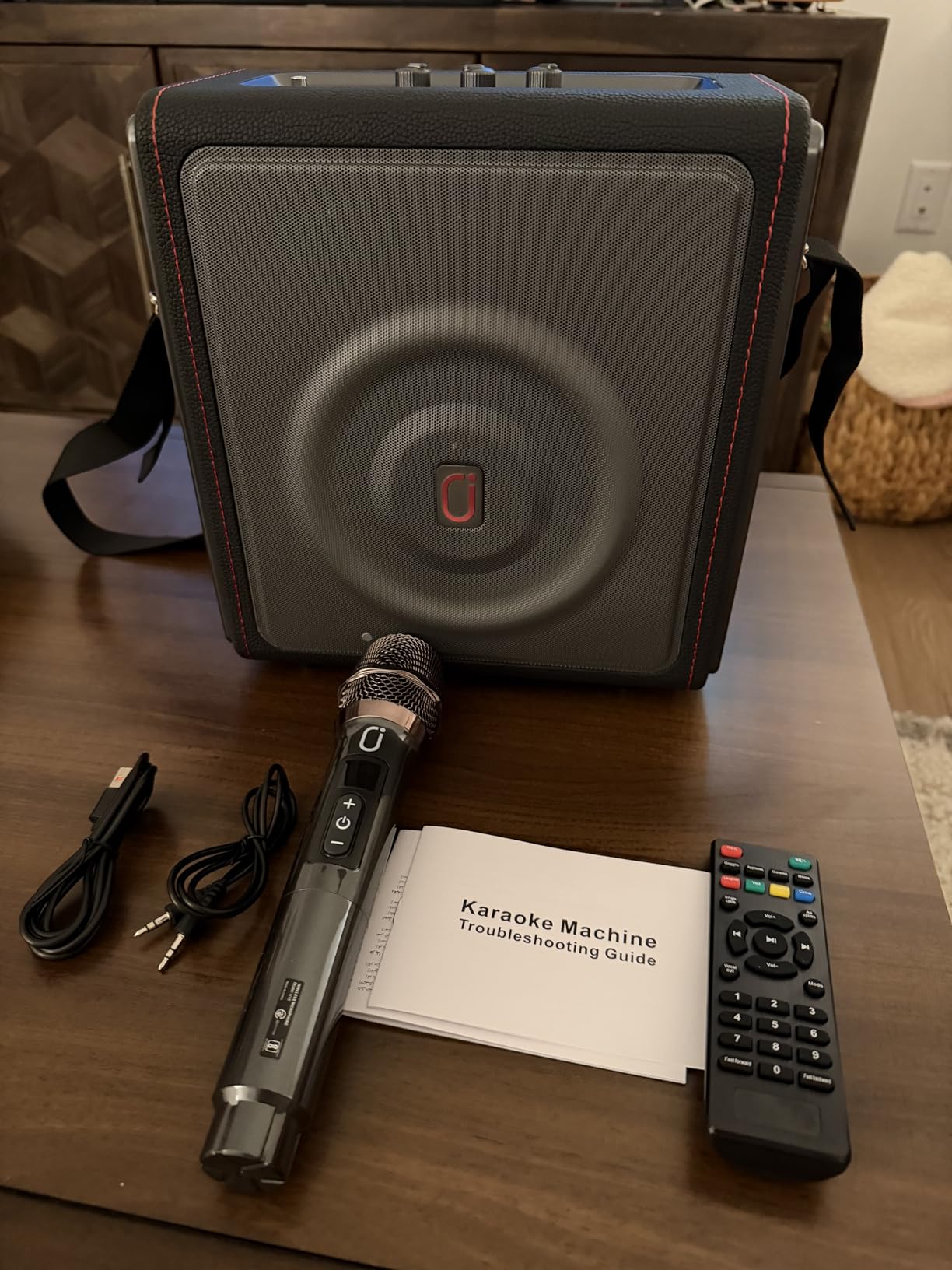 Karaoke Machine for Adults with 3 Wireless Microphones, 300W PA System | Pitch Correction, Bluetooth 5.3, Retro Leather Design, TV Connection, TWS Stereo and Live Performance Support customer photo 2