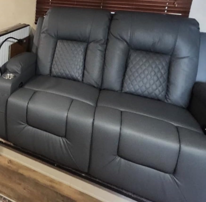 RV Loveseat Recliner Sofa, Reclining Loveseat Home Theater Seating with USB Ports, Cup Holders, Insert Pockets, Wall Hugger RV Recliners for Movie Room, Recline Movie Seats Gaming Sofa customer photo 1