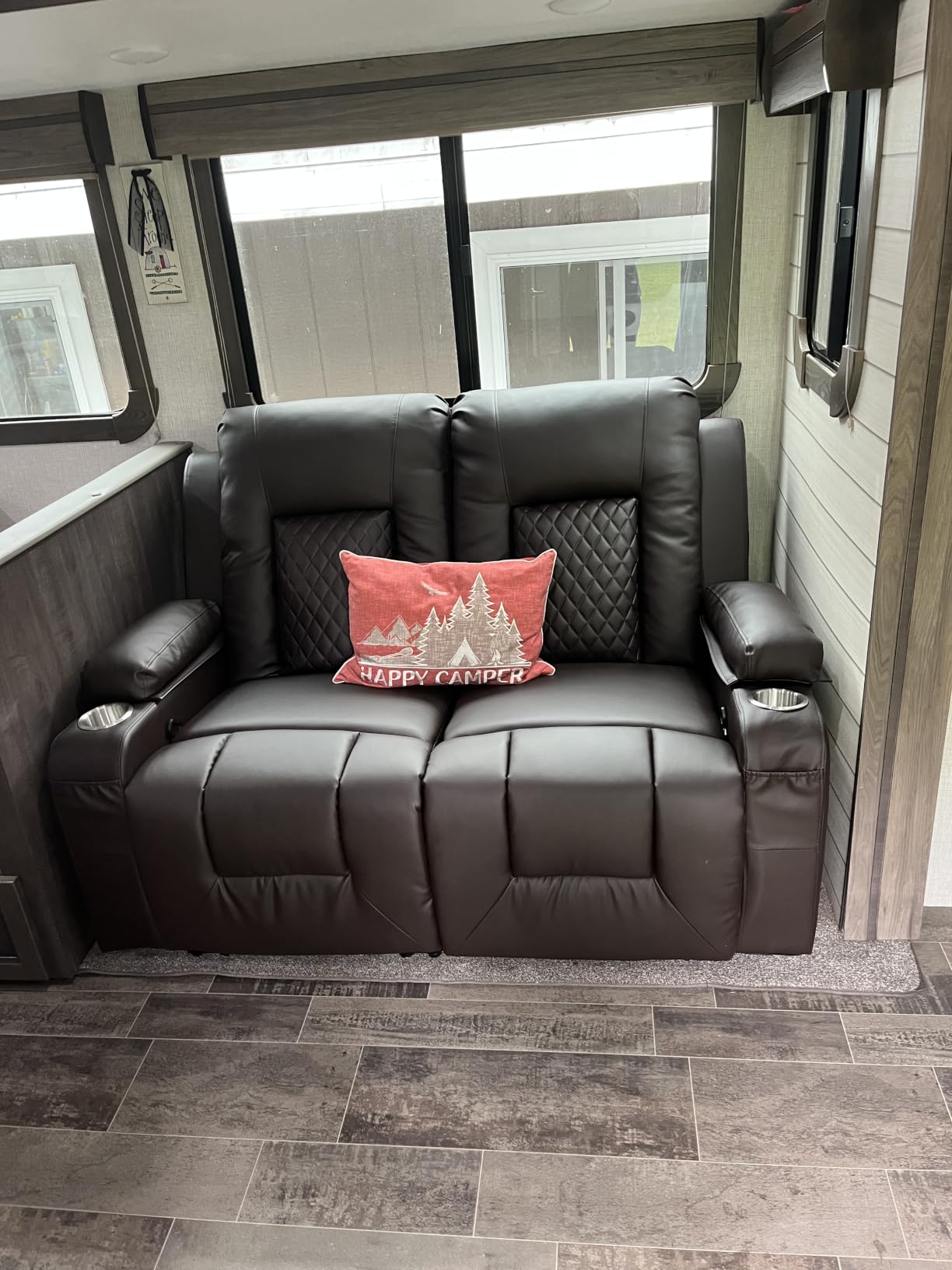 RV Loveseat Recliner Sofa, Reclining Loveseat Home Theater Seating with USB Ports, Cup Holders, Insert Pockets, Wall Hugger RV Recliners for Movie Room, Recline Movie Seats Gaming Sofa customer photo 2