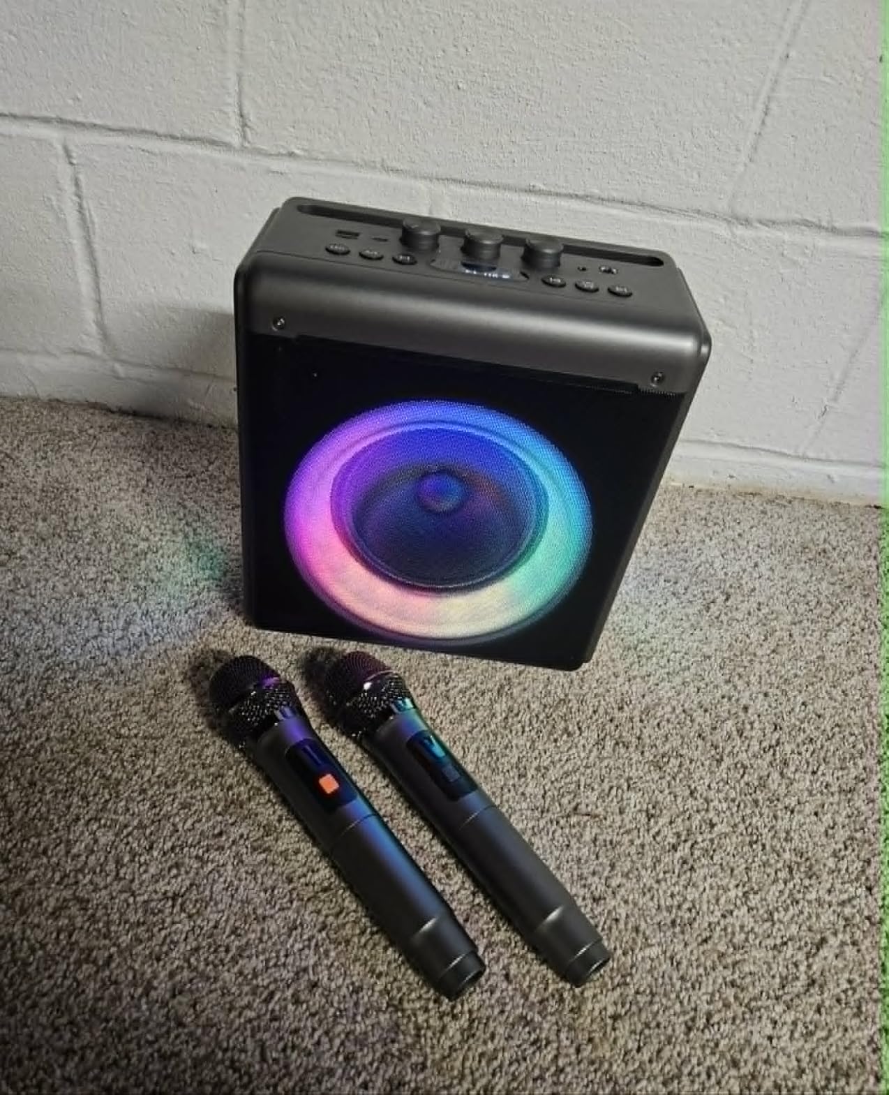 Karaoke Machine, 2 Wireless Rechargeable Microphones, 200W Speaker | Bluetooth 5.3, 20H playtime, LED lights, Portable, tablet holder and TWS for family karaoke, home parties and outdoor events customer photo 1