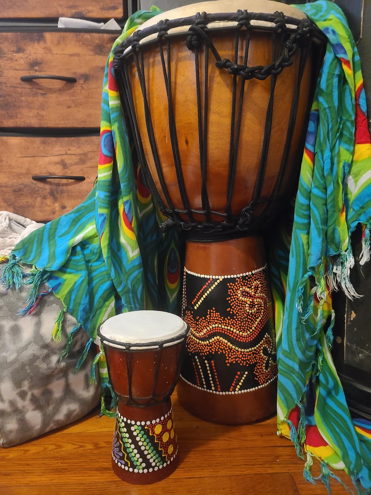 Wood Djembe Drum African Drums for Adults 12